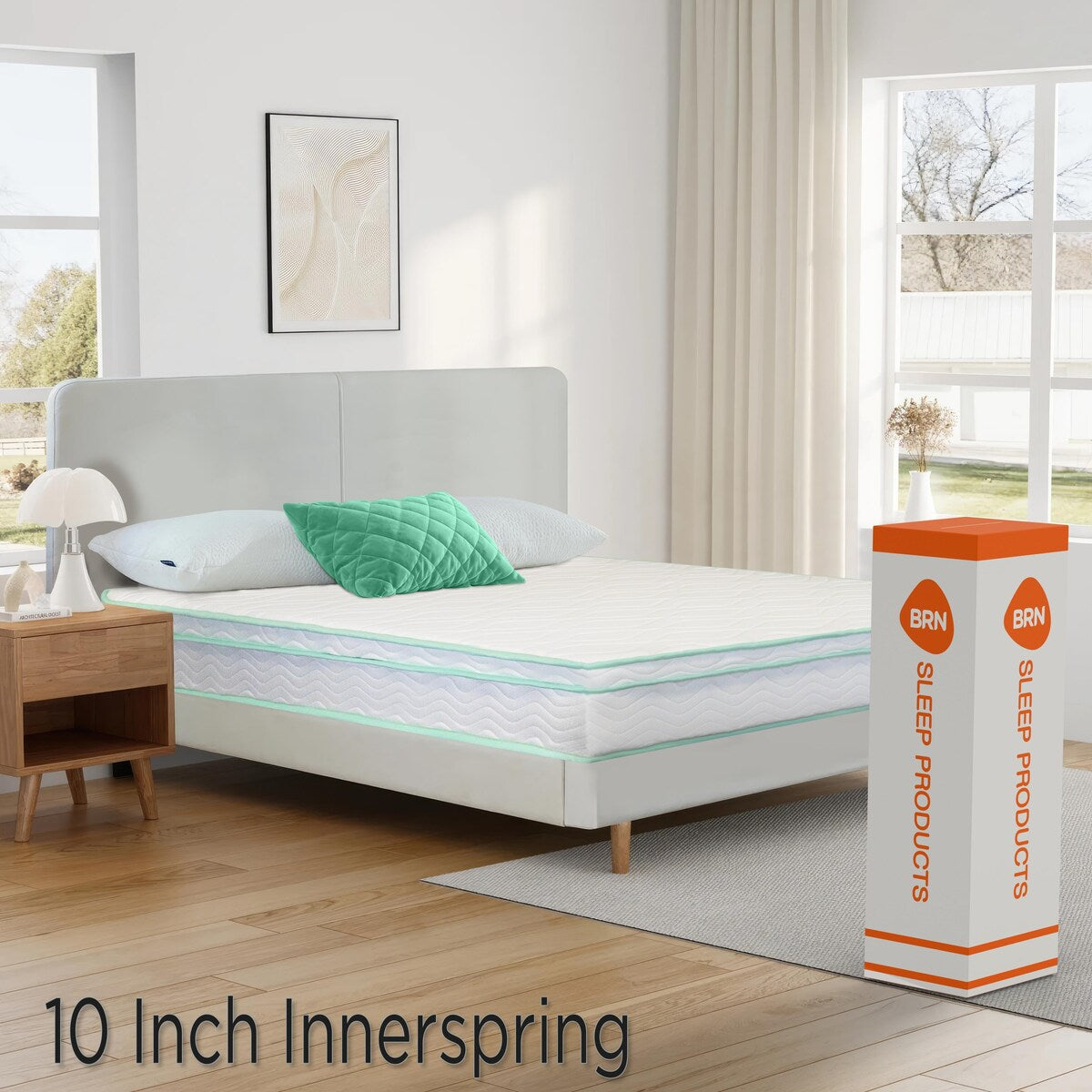 Matelas hybride à ressorts ensachés en mousse à mémoire de forme Cool Gel de 10 pouces par BRN
