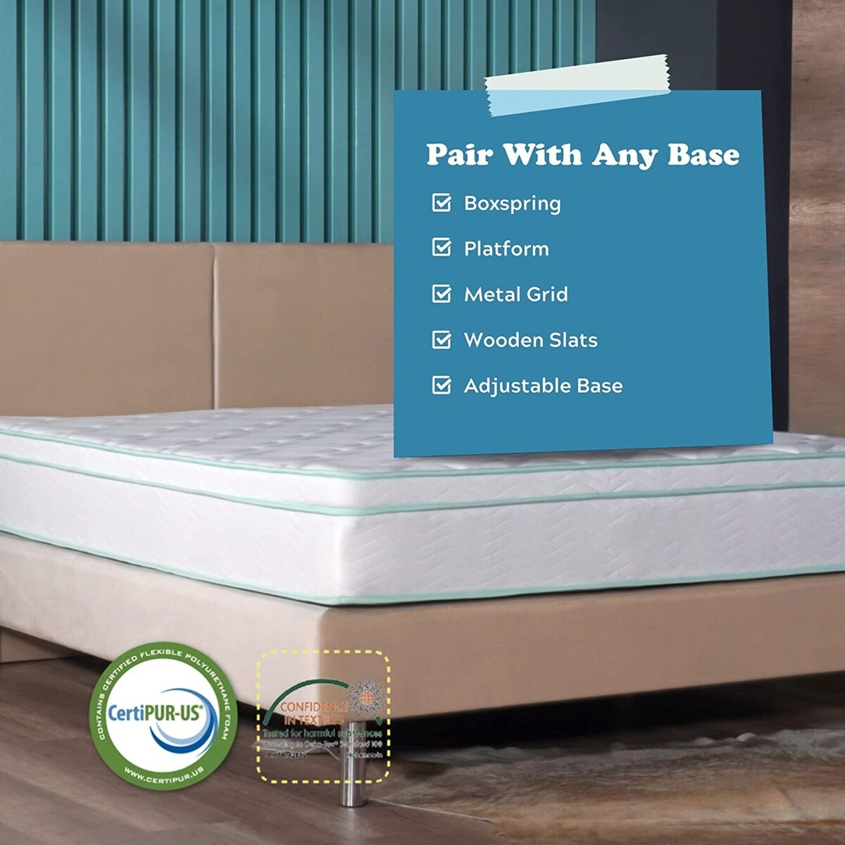 Matelas hybride à ressorts ensachés en mousse à mémoire de forme Cool Gel de 10 pouces par BRN