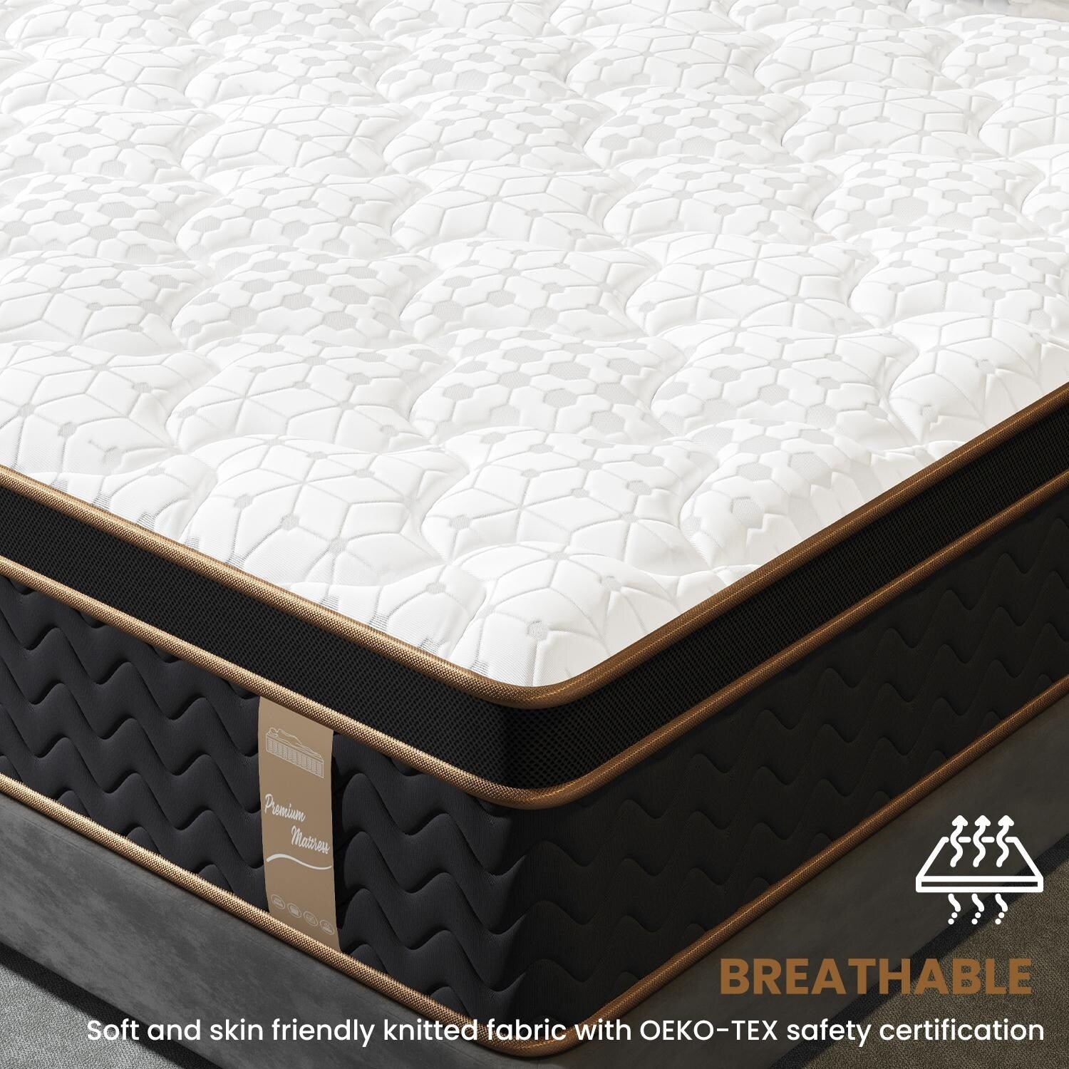 Lot de 10 matelas moelleux avec ressorts ensachés et mousse à mémoire de forme, sans fibre de verre, isolation des mouvements, support des bords, matelas dans une boîte