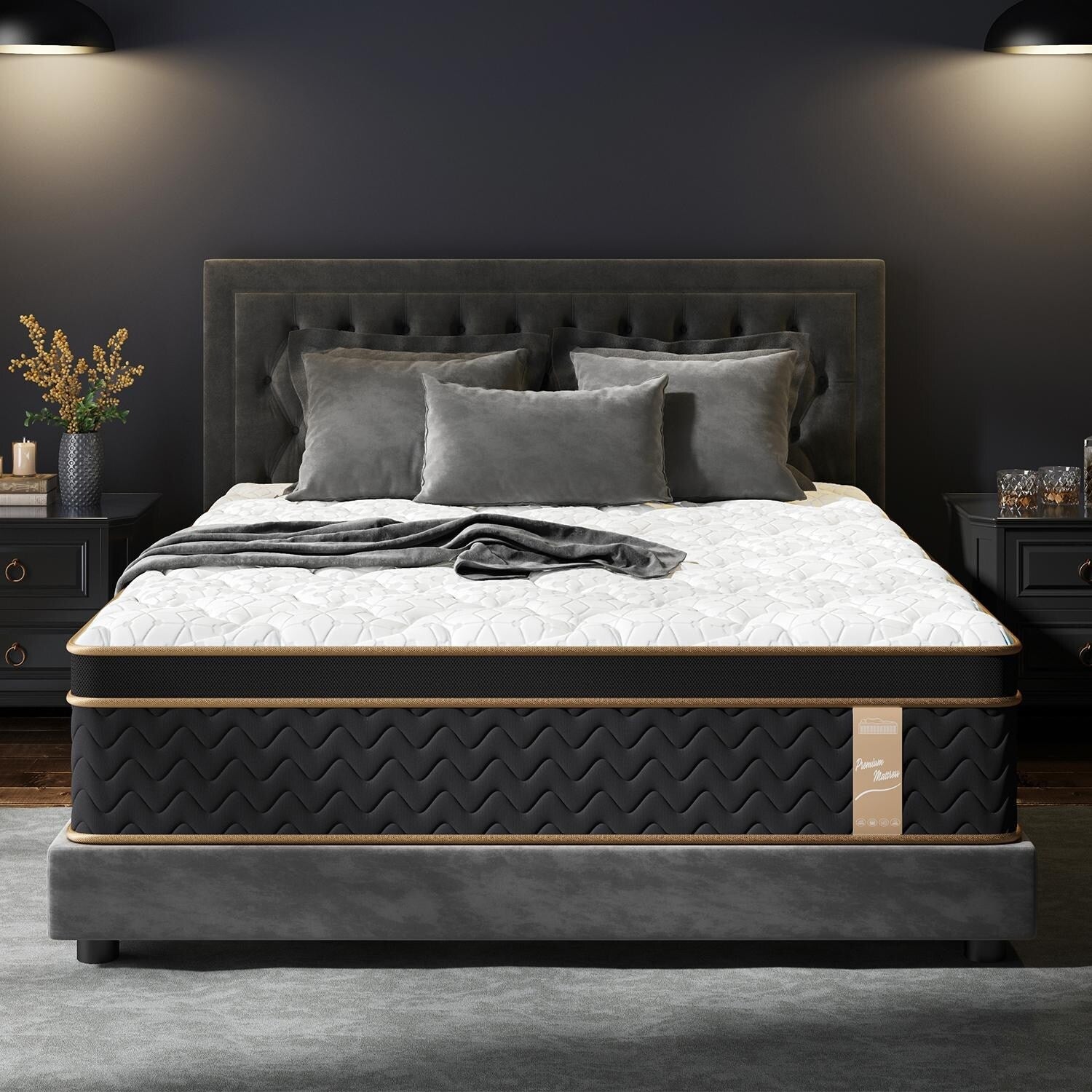 Lot de 10 matelas moelleux avec ressorts ensachés et mousse à mémoire de forme, sans fibre de verre, isolation des mouvements, support des bords, matelas dans une boîte