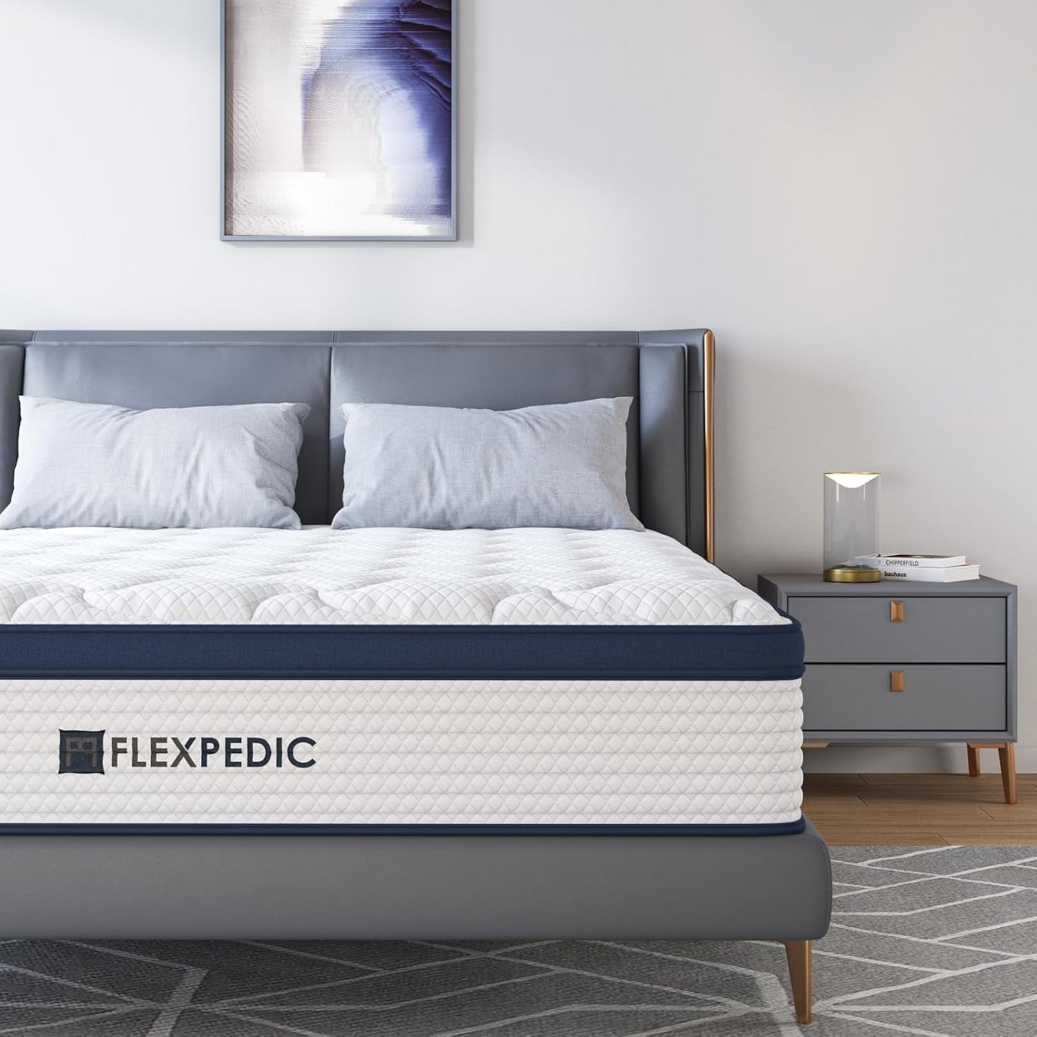 Matelas King Size 10 pouces, matelas hybride en mousse à mémoire de forme avec coton spatial pour un sommeil réparateur, matelas rafraîchissant avec un soutien renforcé