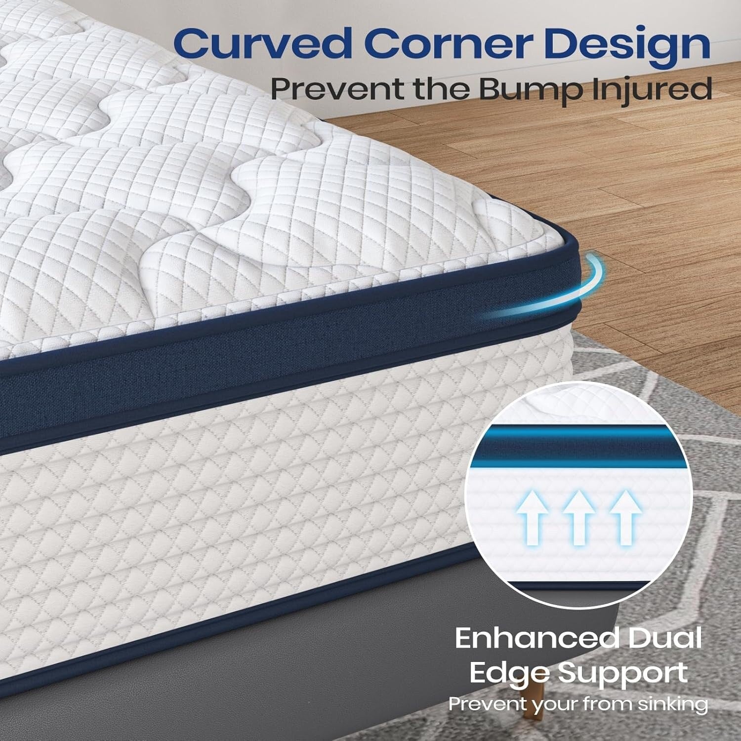 Matelas King Size 10 pouces, matelas hybride en mousse à mémoire de forme avec coton spatial pour un sommeil réparateur, matelas rafraîchissant avec un soutien renforcé