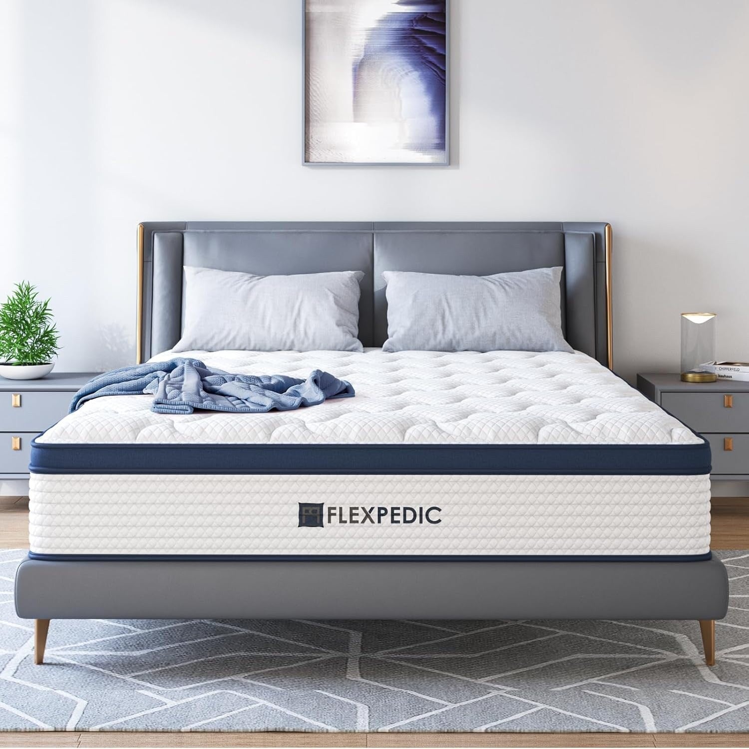 Matelas King Size 10 pouces, matelas hybride en mousse à mémoire de forme avec coton spatial pour un sommeil réparateur, matelas rafraîchissant avec un soutien renforcé
