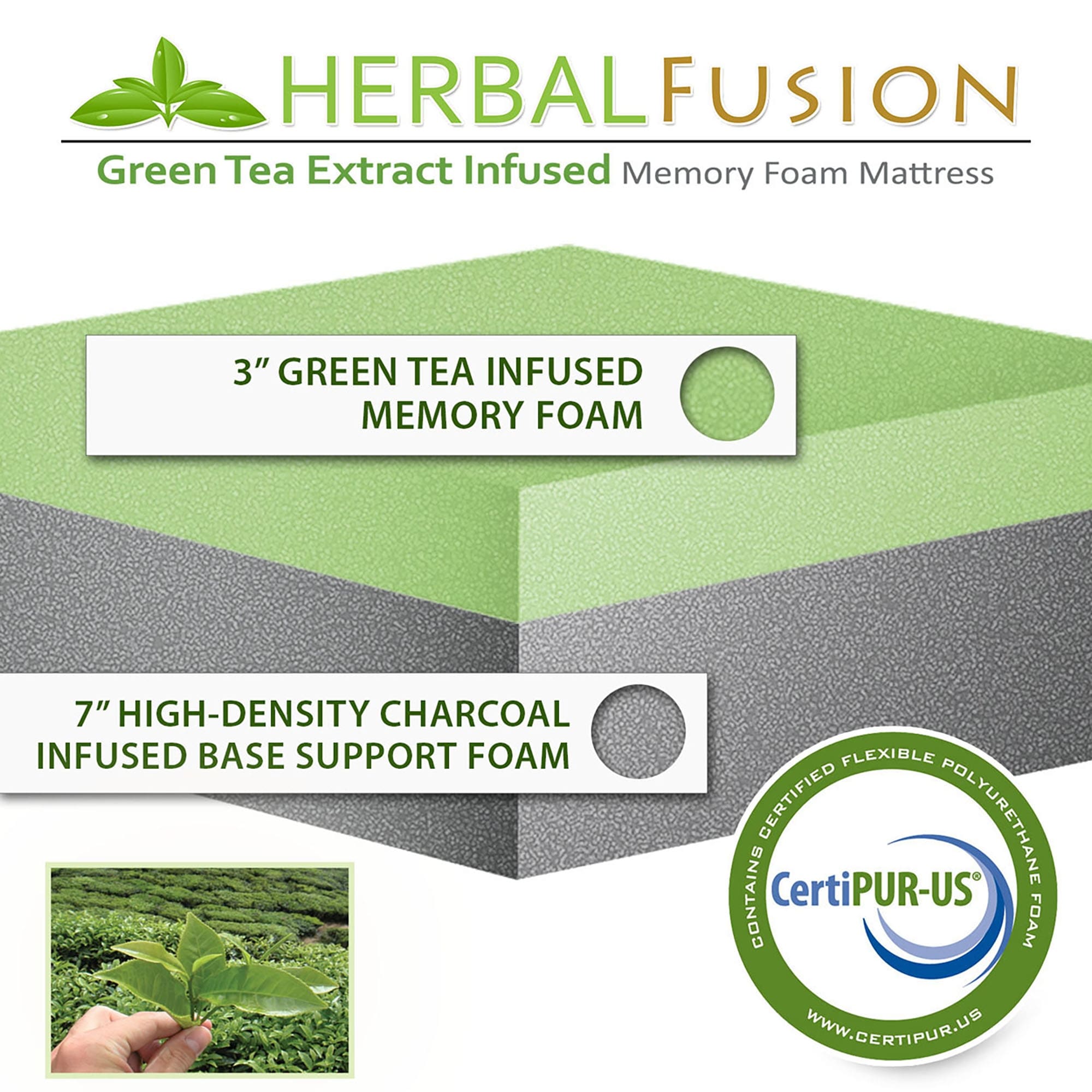 10 matelas en mousse à mémoire de forme avec extrait de thé vert