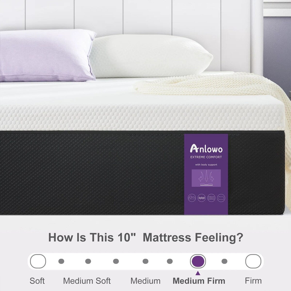 10 matelas en mousse à mémoire de forme moyenne sans bruit infusé Ge