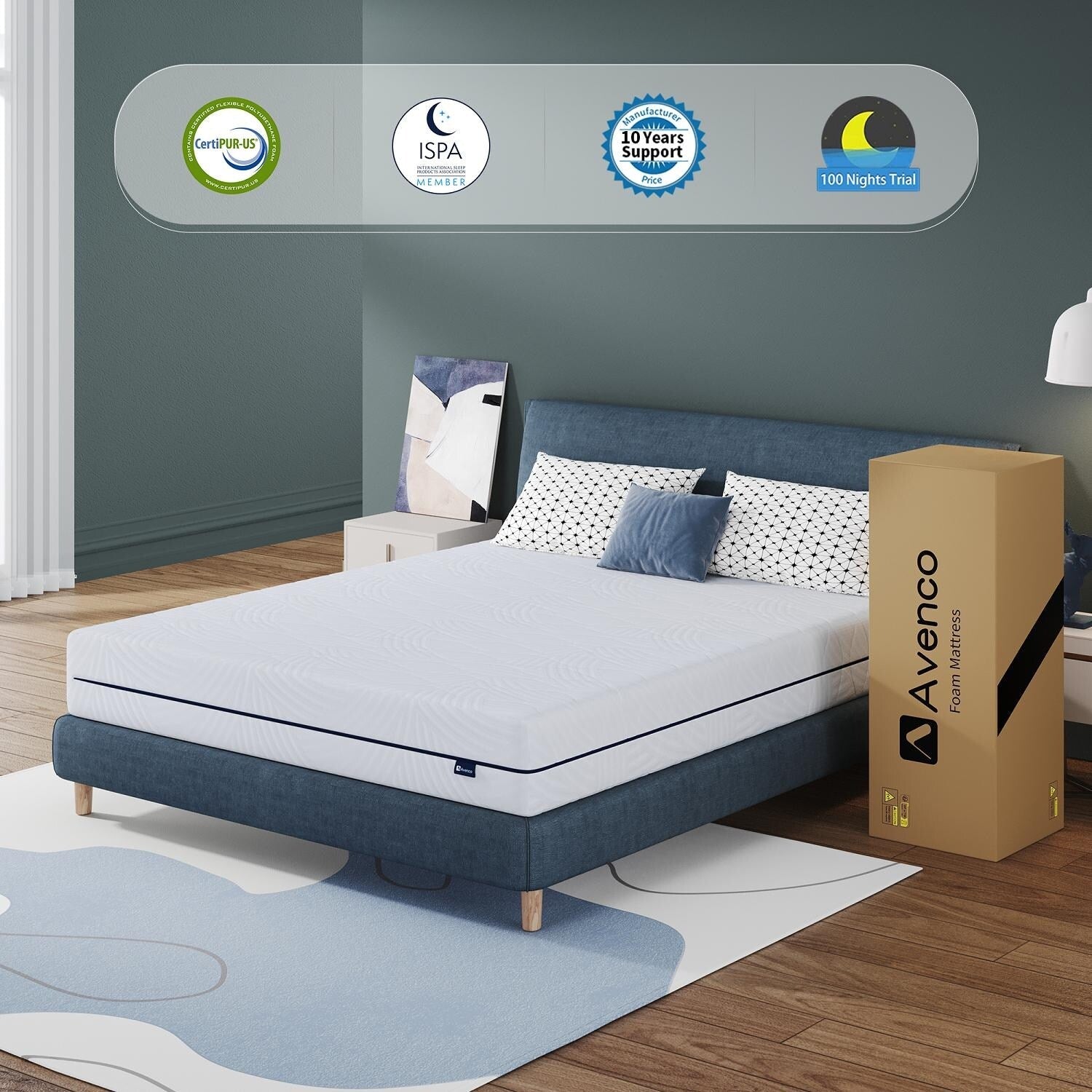Matelas en mousse à mémoire de forme gel de 10 po de taille moyenne dans une boîte avec housse amovible