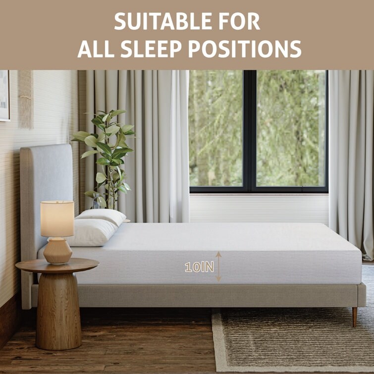 Matelas en mousse à mémoire de forme moyenne de 10 pouces infusé de thé vert