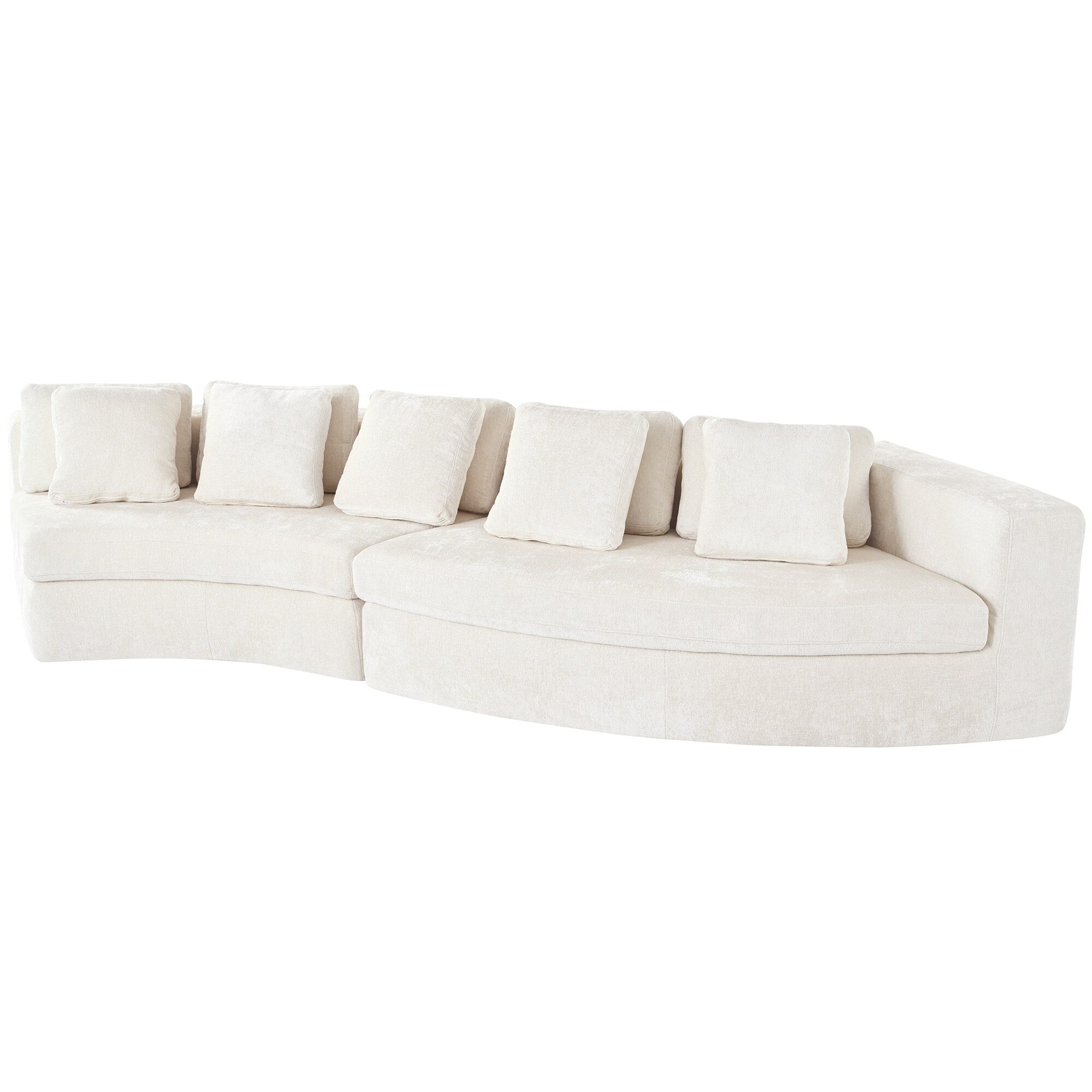 Canapé modulaire 115.7 Pure Foam, ensemble de 2 pièces avec 5 coussins, 4 places, tissu chenille jacquard, design incurvé