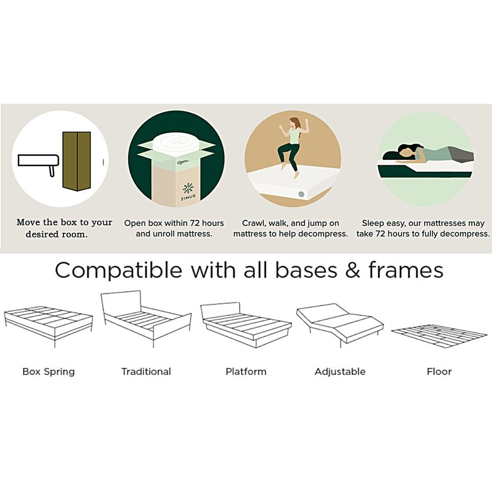 Matelas en mousse à mémoire de forme avec gel rafraîchissant (25 cm) / Mousse à gel rafraîchissante / Soulagement de la pression / Certifié CertiPUR-US / Lit-en-boîte