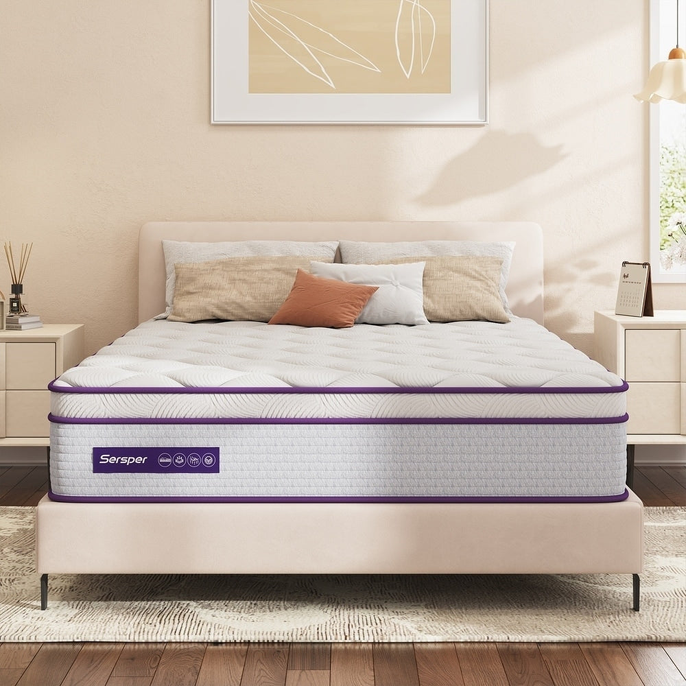 Matelas hybride 12 pouces avec mousse à mémoire de forme et ressorts, matelas Euro Top dans une boîte