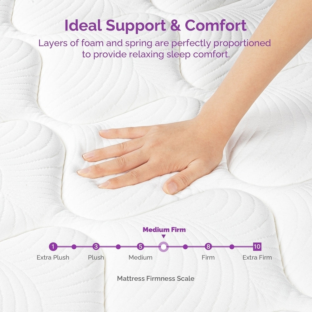 Matelas hybride 12 pouces avec mousse à mémoire de forme et ressorts, matelas Euro Top dans une boîte