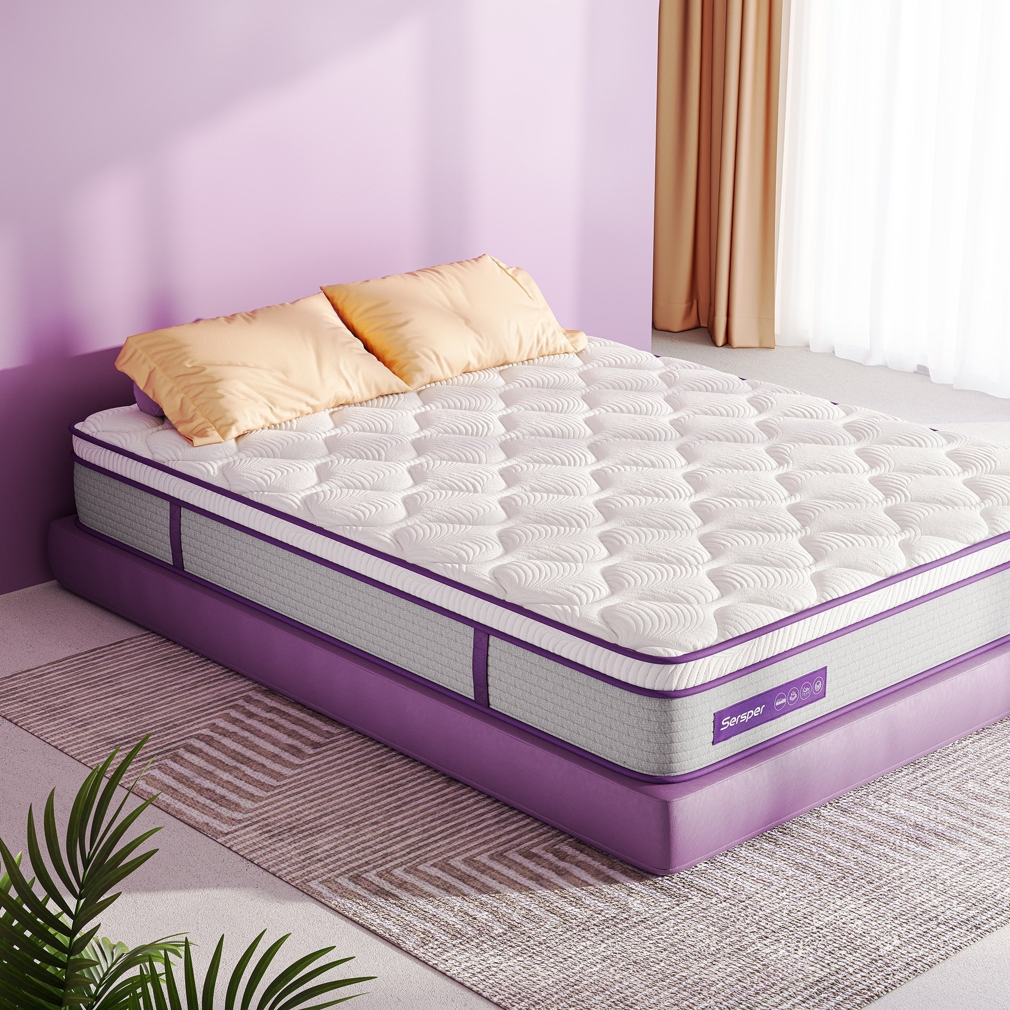 Matelas hybride 12 pouces avec mousse à mémoire de forme et ressorts, matelas Euro Top dans une boîte