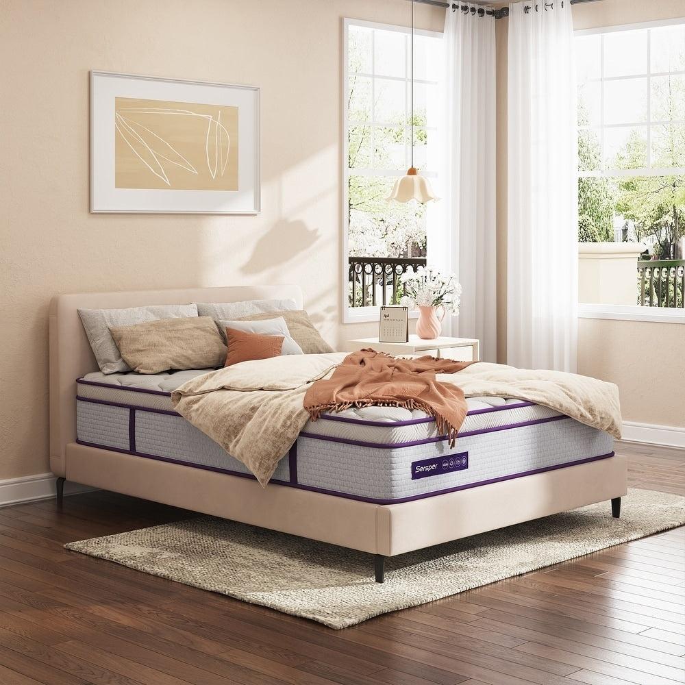 Matelas hybride 12 pouces avec mousse à mémoire de forme et ressorts, matelas Euro Top dans une boîte