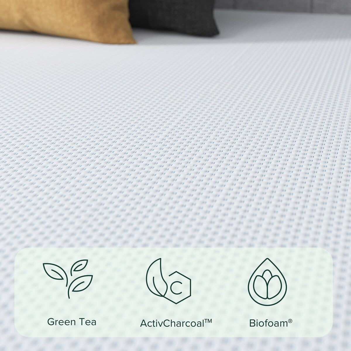 Matelas en mousse à mémoire de forme rafraîchissante au thé vert, 30 cm, sans fibre de verre, mousse rafraîchissante, soulageant la pression, lit-en-boîte, lit simple