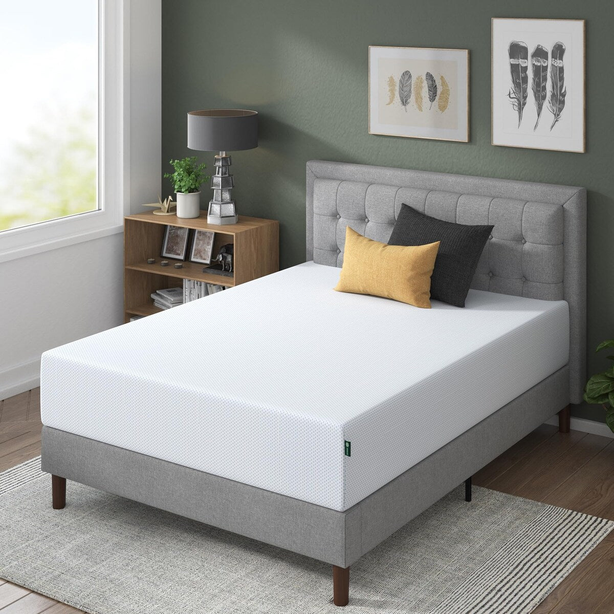 Matelas en mousse à mémoire de forme rafraîchissante au thé vert, 30 cm, sans fibre de verre, mousse rafraîchissante, soulageant la pression, lit-en-boîte, lit simple