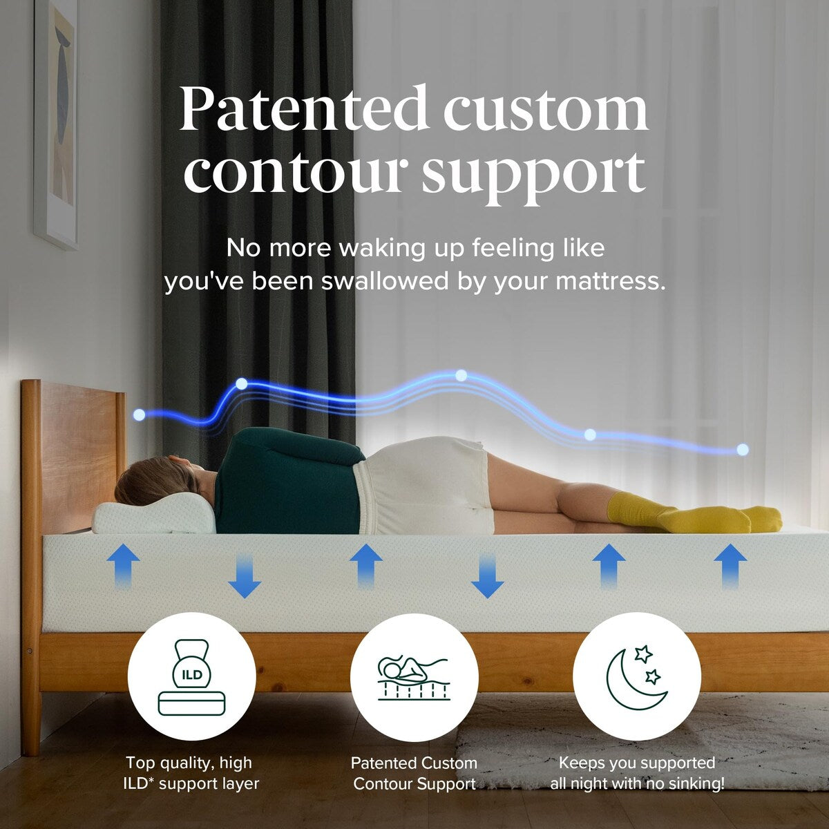 Matelas en mousse à mémoire de forme au thé vert 12 pouces, sans fibre de verre, support breveté sur mesure, base en mousse robuste, lit-en-boîte, très grand lit