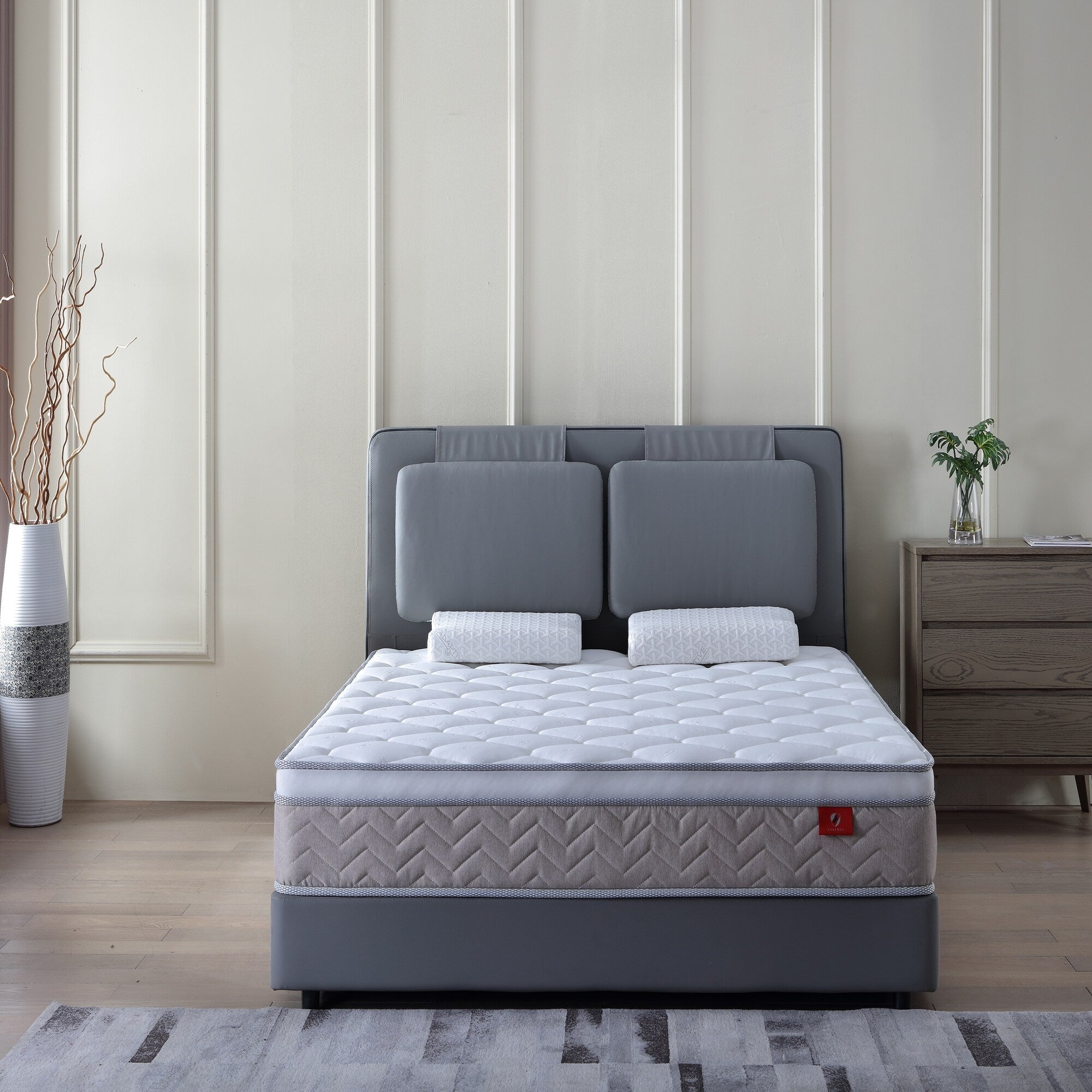 Matelas hybride 12 pouces en boîte, ressorts ensachés individuels, fermeté moyenne, mousse à mémoire de forme