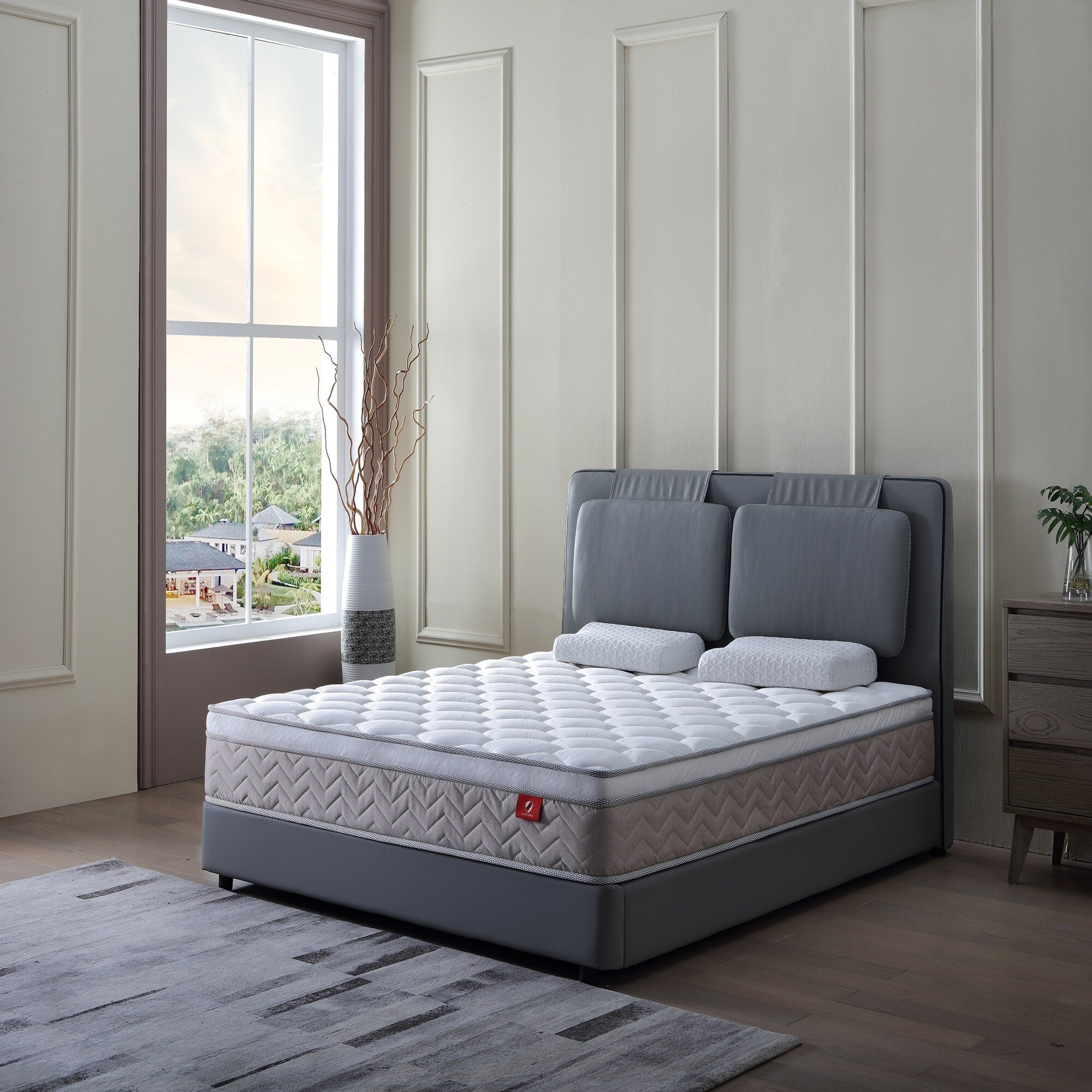 Matelas hybride 12 pouces en boîte, ressorts ensachés individuels, fermeté moyenne, mousse à mémoire de forme