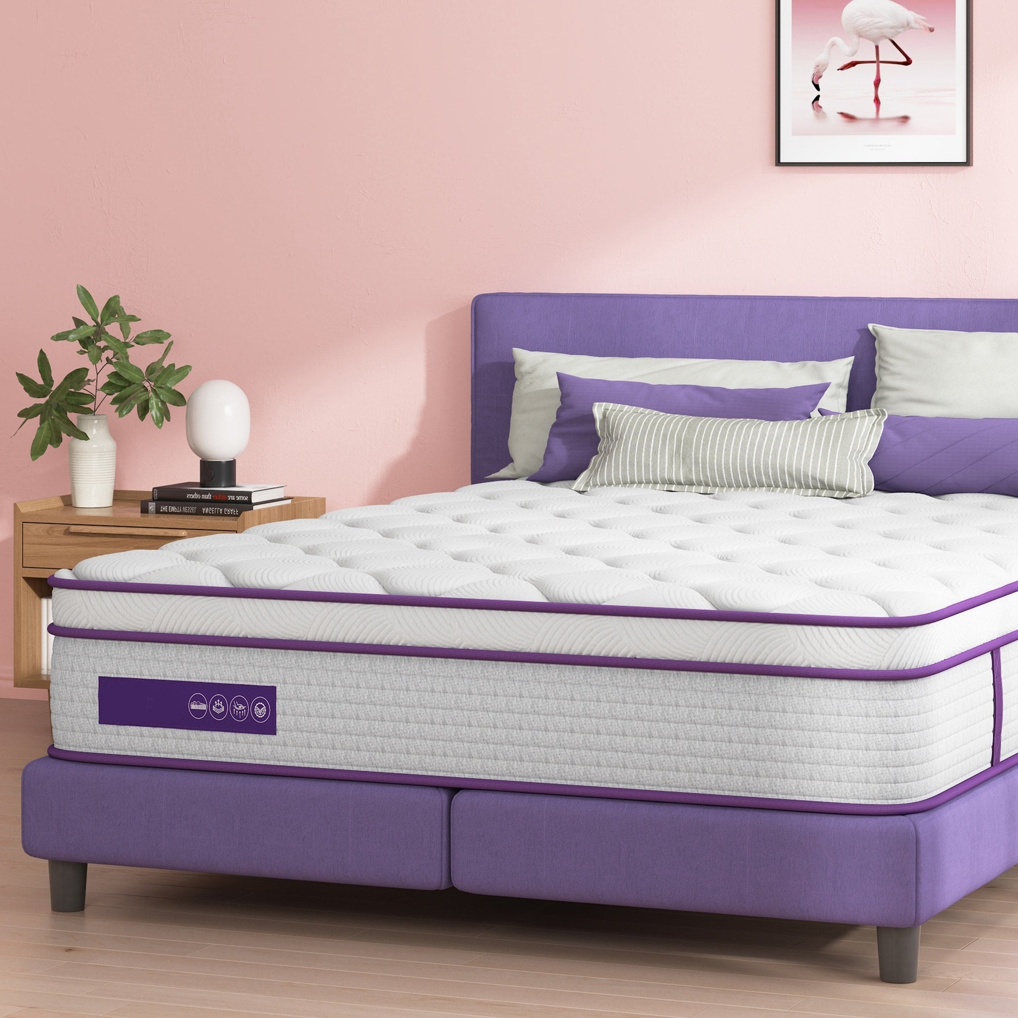 Matelas hybride 12 pouces avec mousse à mémoire de forme et ressorts, matelas Euro Top dans une boîte