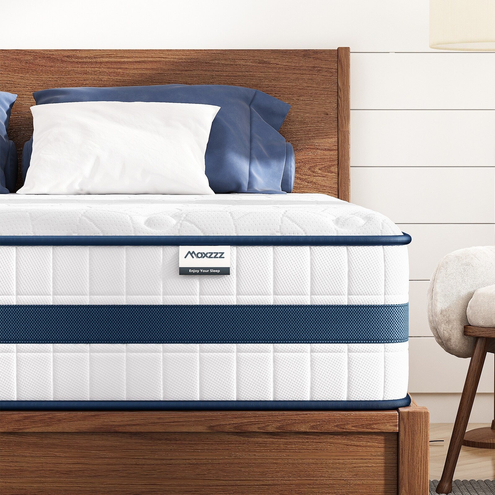 Matelas hybride King size de 12 pouces dans une boîte, mousse à mémoire de forme rafraîchissante, ressorts ensachés, isolation des mouvements, luxe