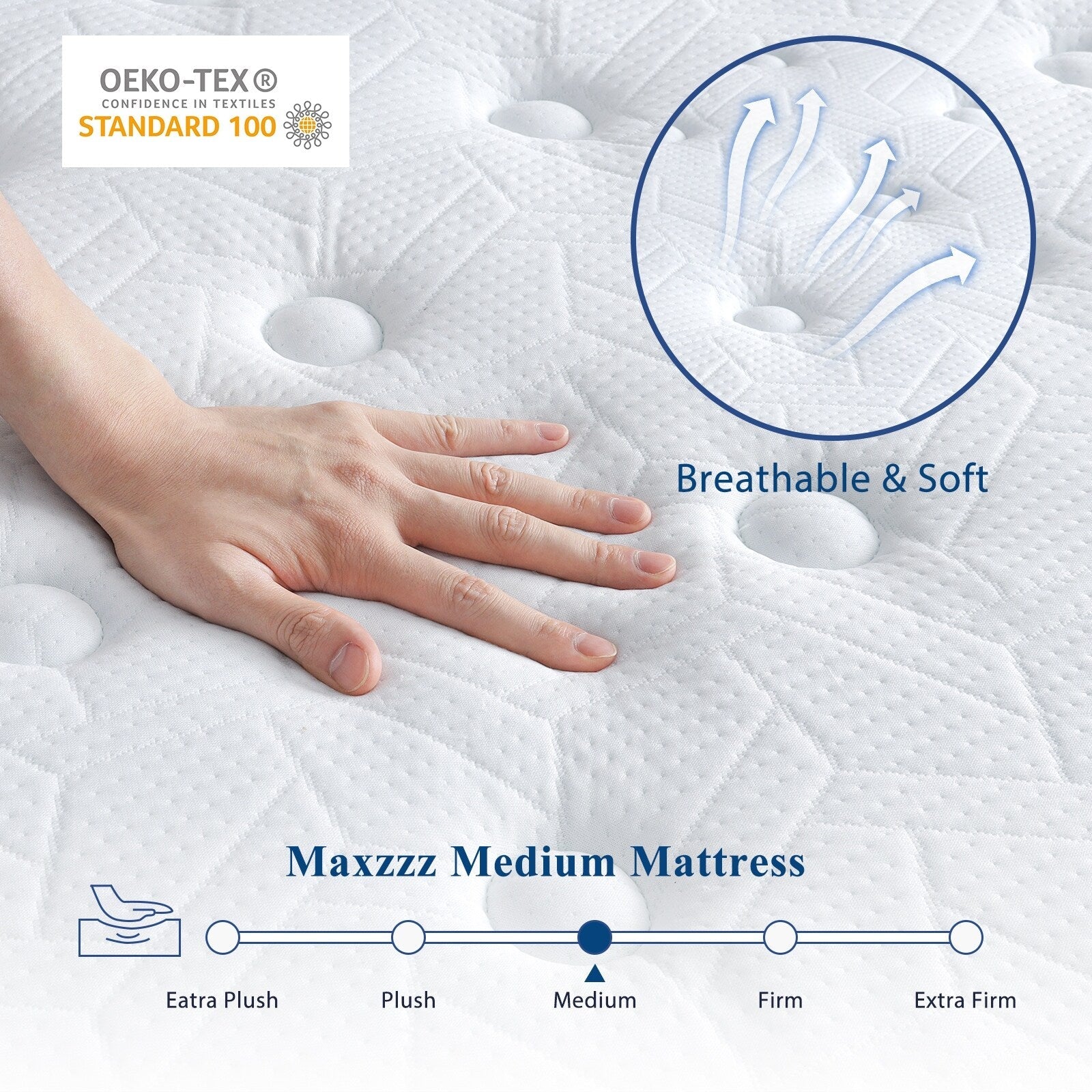 Matelas hybride King size de 12 pouces dans une boîte, mousse à mémoire de forme rafraîchissante, ressorts ensachés, isolation des mouvements, luxe