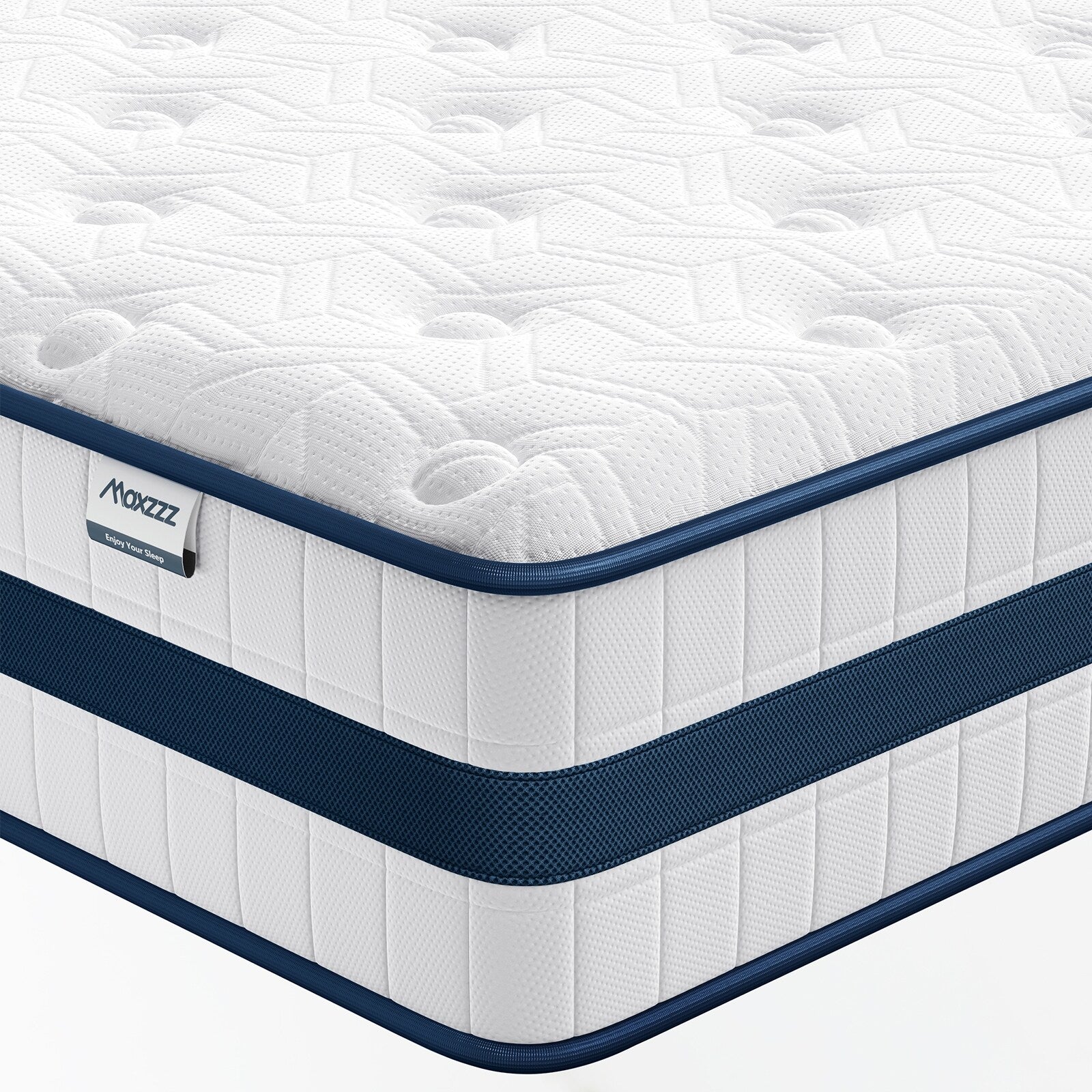 Matelas hybride King size de 12 pouces dans une boîte, mousse à mémoire de forme rafraîchissante, ressorts ensachés, isolation des mouvements, luxe