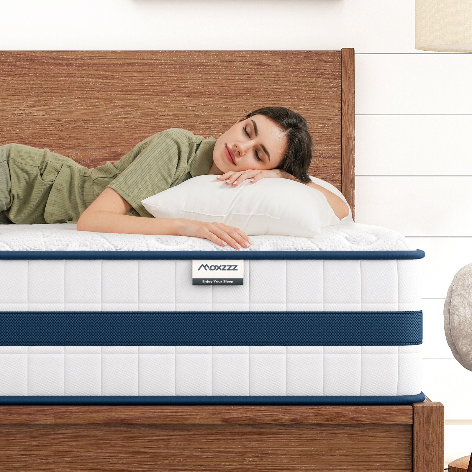 Matelas hybride King size de 12 pouces dans une boîte, mousse à mémoire de forme rafraîchissante, ressorts ensachés, isolation des mouvements, luxe