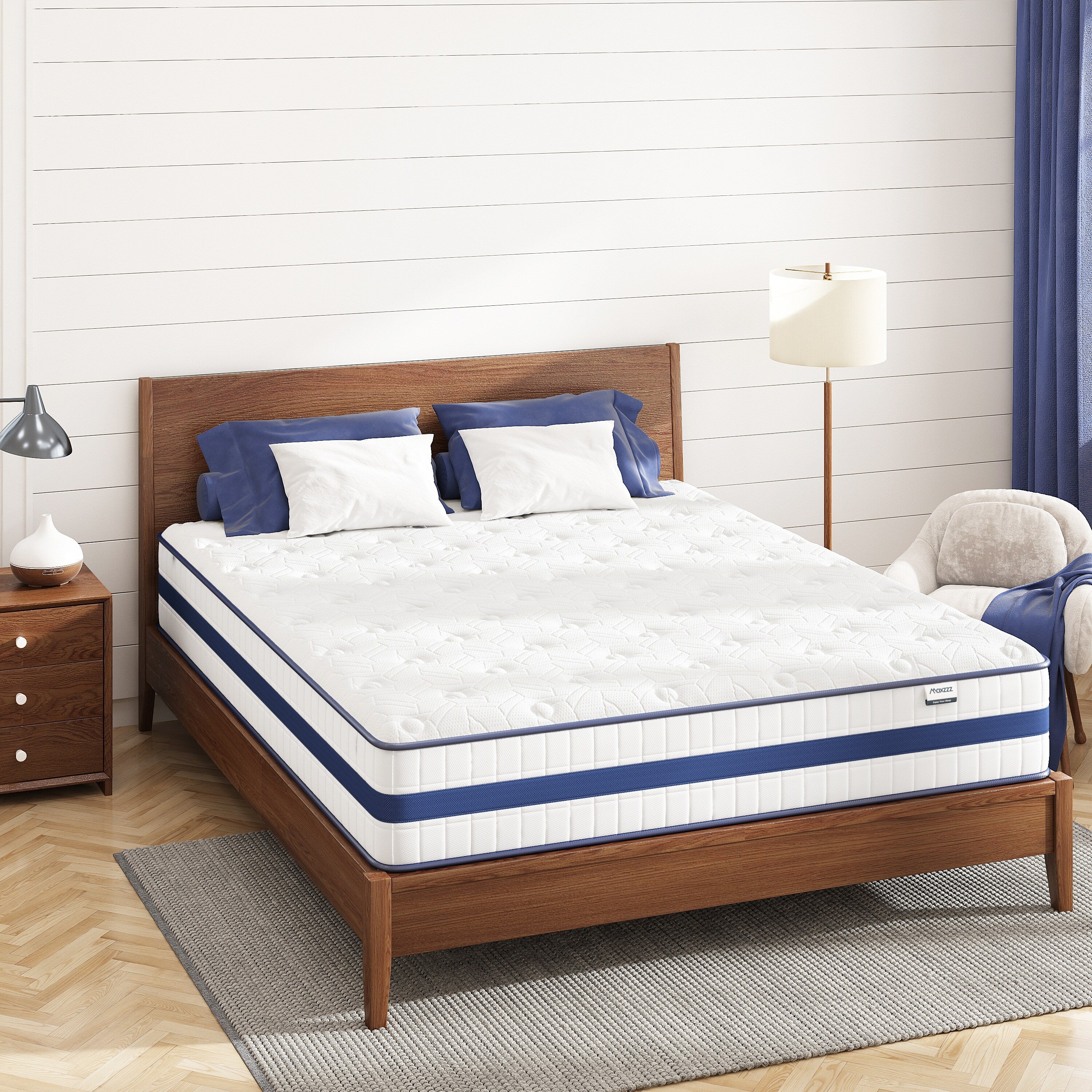 Matelas hybride King size de 12 pouces dans une boîte, mousse à mémoire de forme rafraîchissante, ressorts ensachés, isolation des mouvements, luxe