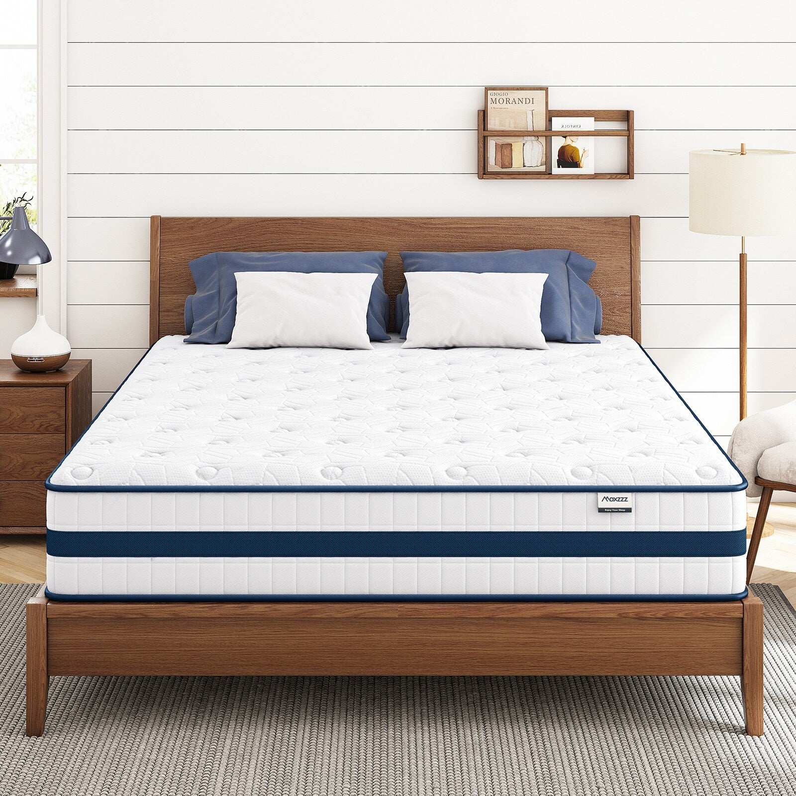 Matelas hybride King size de 12 pouces dans une boîte, mousse à mémoire de forme rafraîchissante, ressorts ensachés, isolation des mouvements, luxe