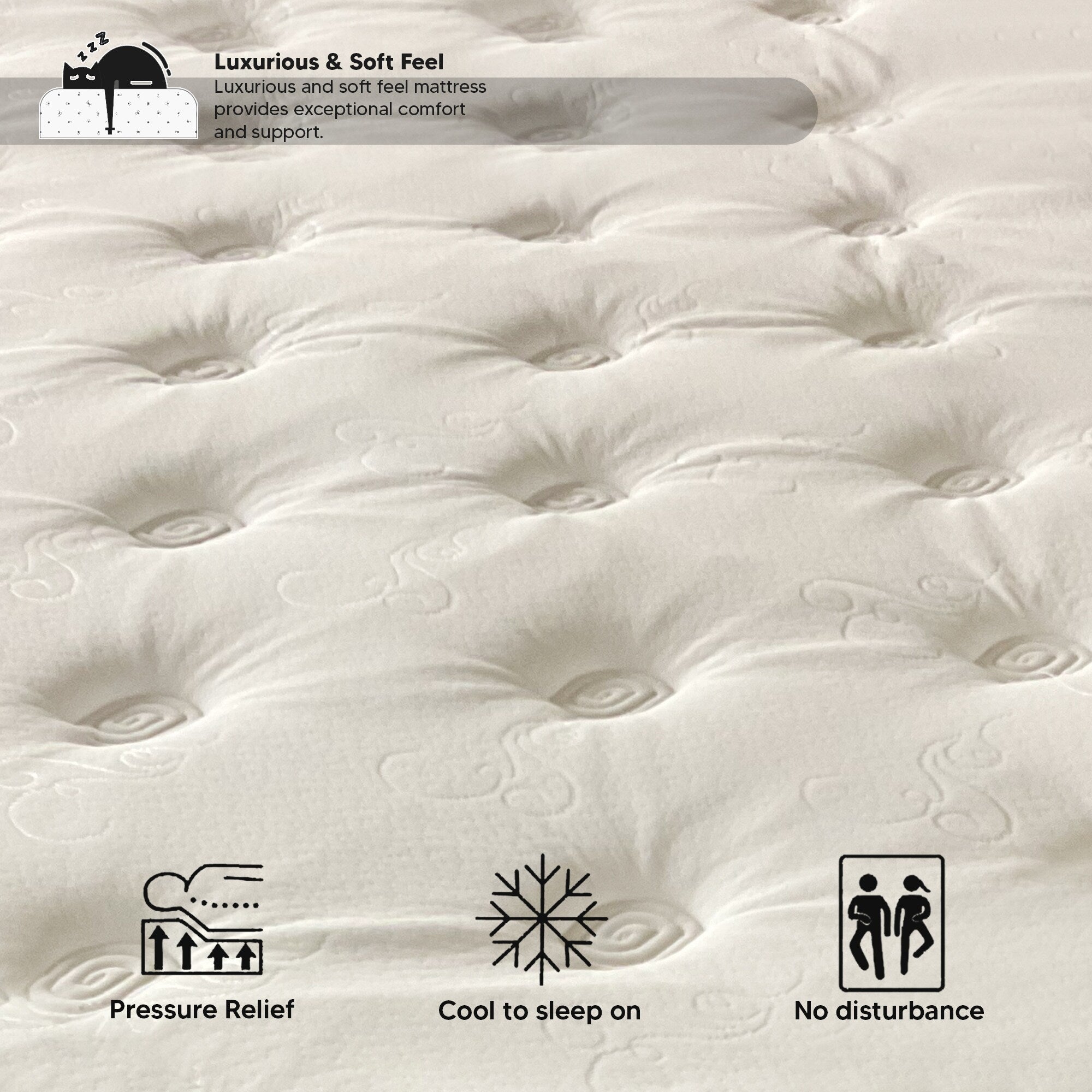 Matelas hybride à ressorts ensachés, fermeté moyenne, 12 pouces, avec plateau-coussin, isolation des mouvements et soutien durable, lit dans une boîte