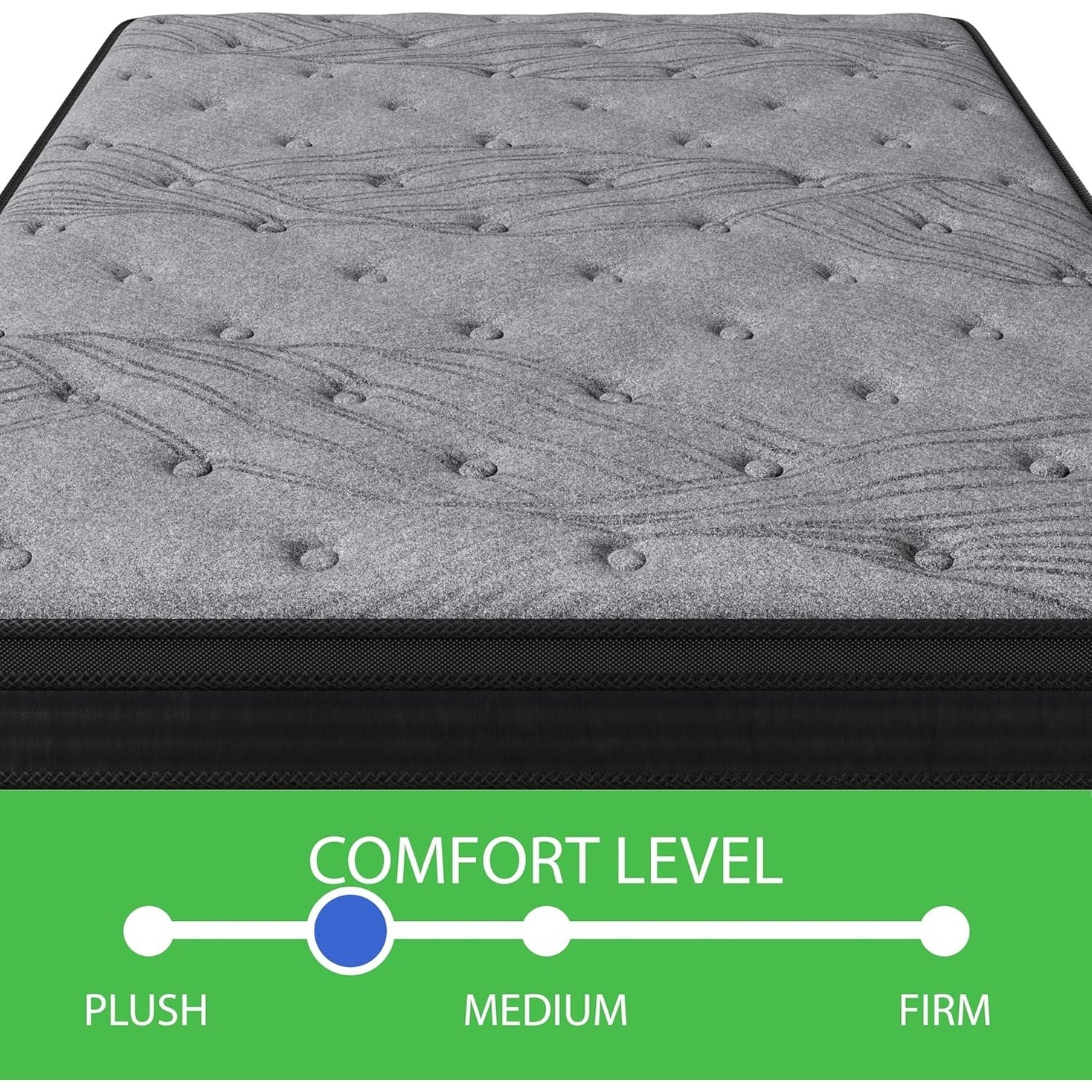 Matelas ferme de 12 pouces, ferme et moelleux, avec ressorts ensachés, 560 ressorts emballés individuellement, transfert de mouvement minimisé, matelas dans une boîte