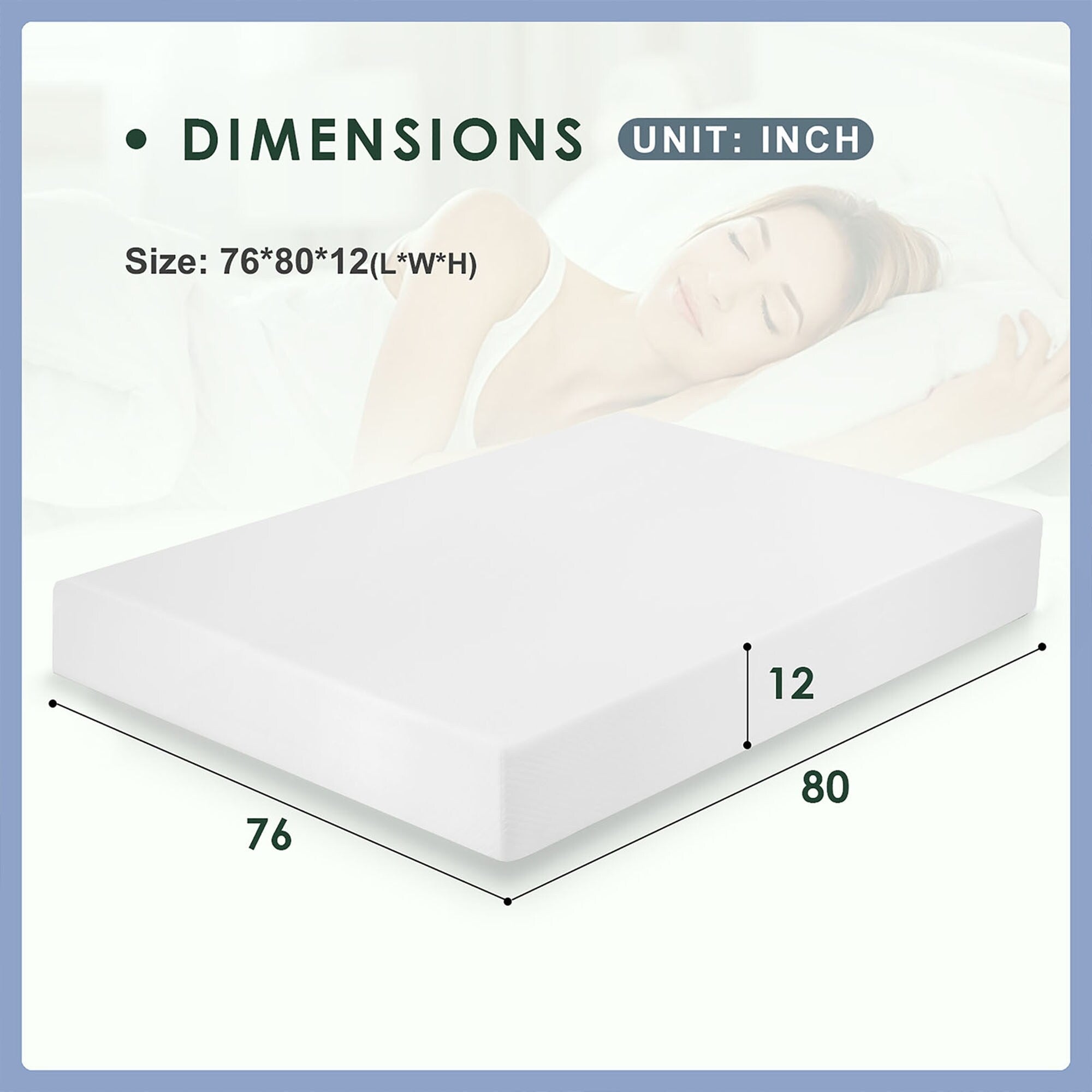 Matelas en mousse à mémoire de forme infusée de gel de 12 po