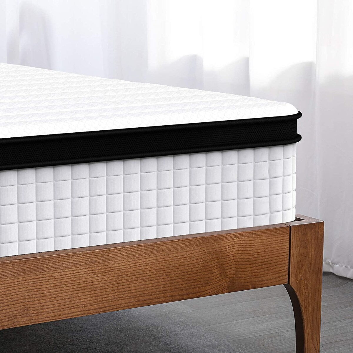 Matelas hybride à ressorts ensachés en mousse viscoélastique de 12 po, à plateau-coussin, pour lit double, très grand format