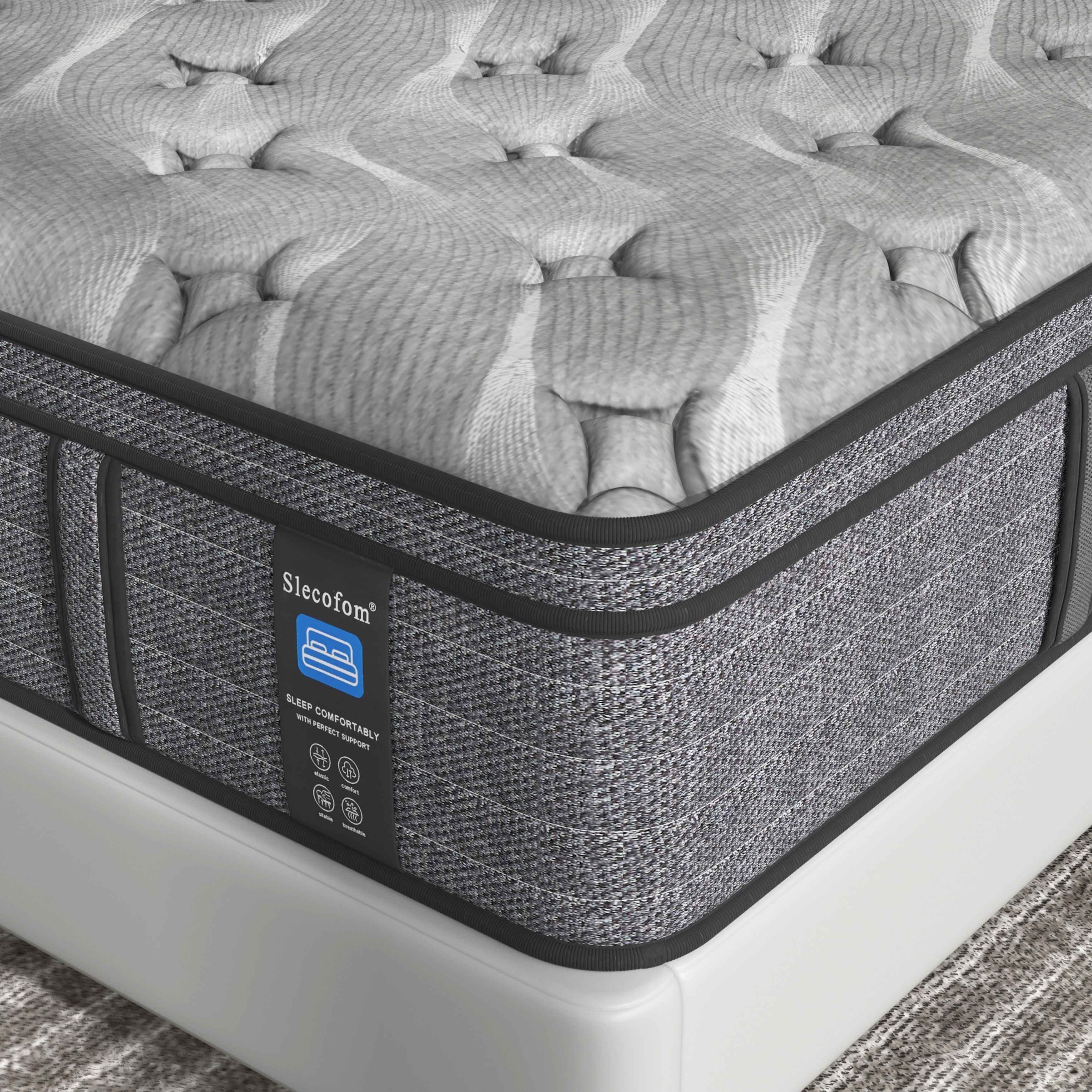 Matelas hybride moyen Euro Top de 12 pouces, matelas en mousse à mémoire de forme dans une boîte