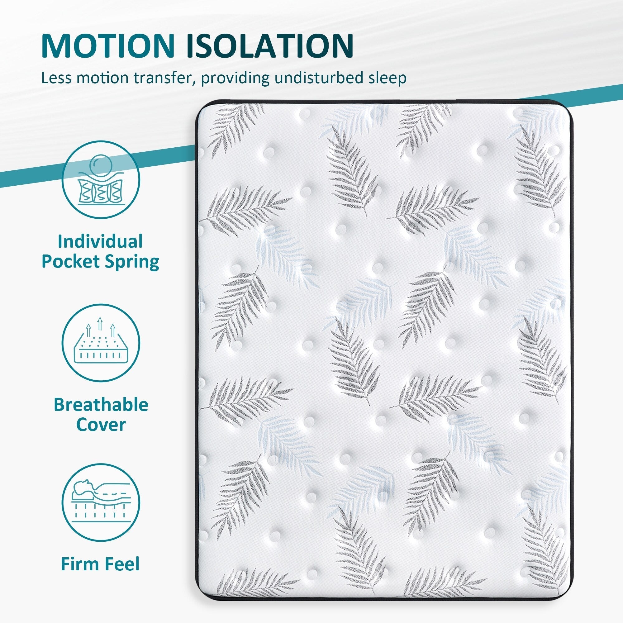 Matelas hybride en mousse à mémoire de forme ferme Euro Top de 12 pouces, livré dans une boîte