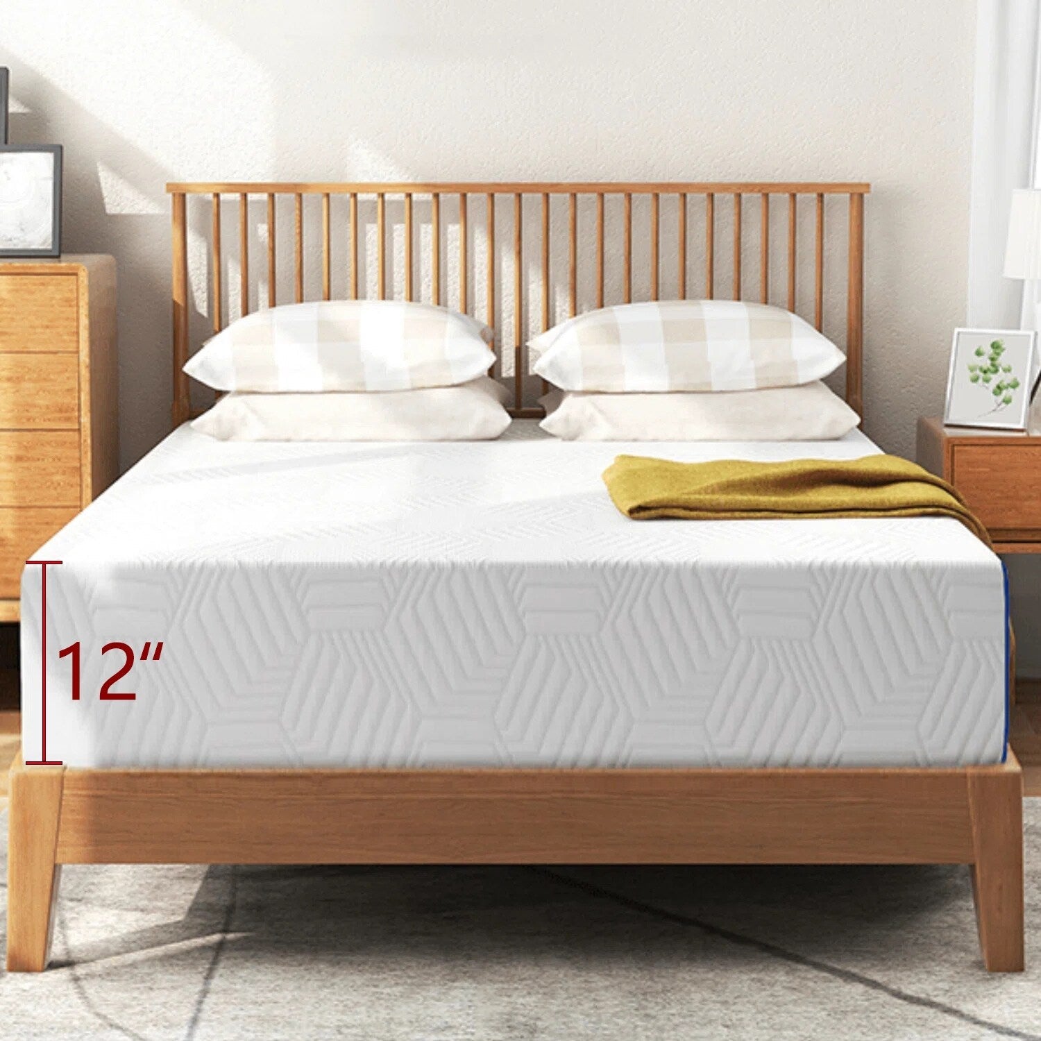 Matelas hybride en mousse et ressorts de 12 pouces, fermeté moyenne, soutien durable, lit dans une boîte