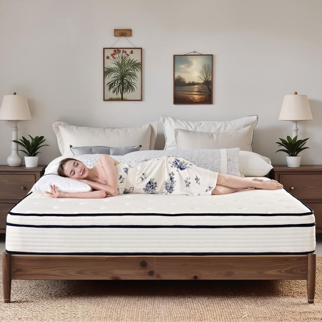 Matelas à ressorts ensachés indépendant en mousse à mémoire de forme de 12 pouces de taille moyenne, livré dans une boîte