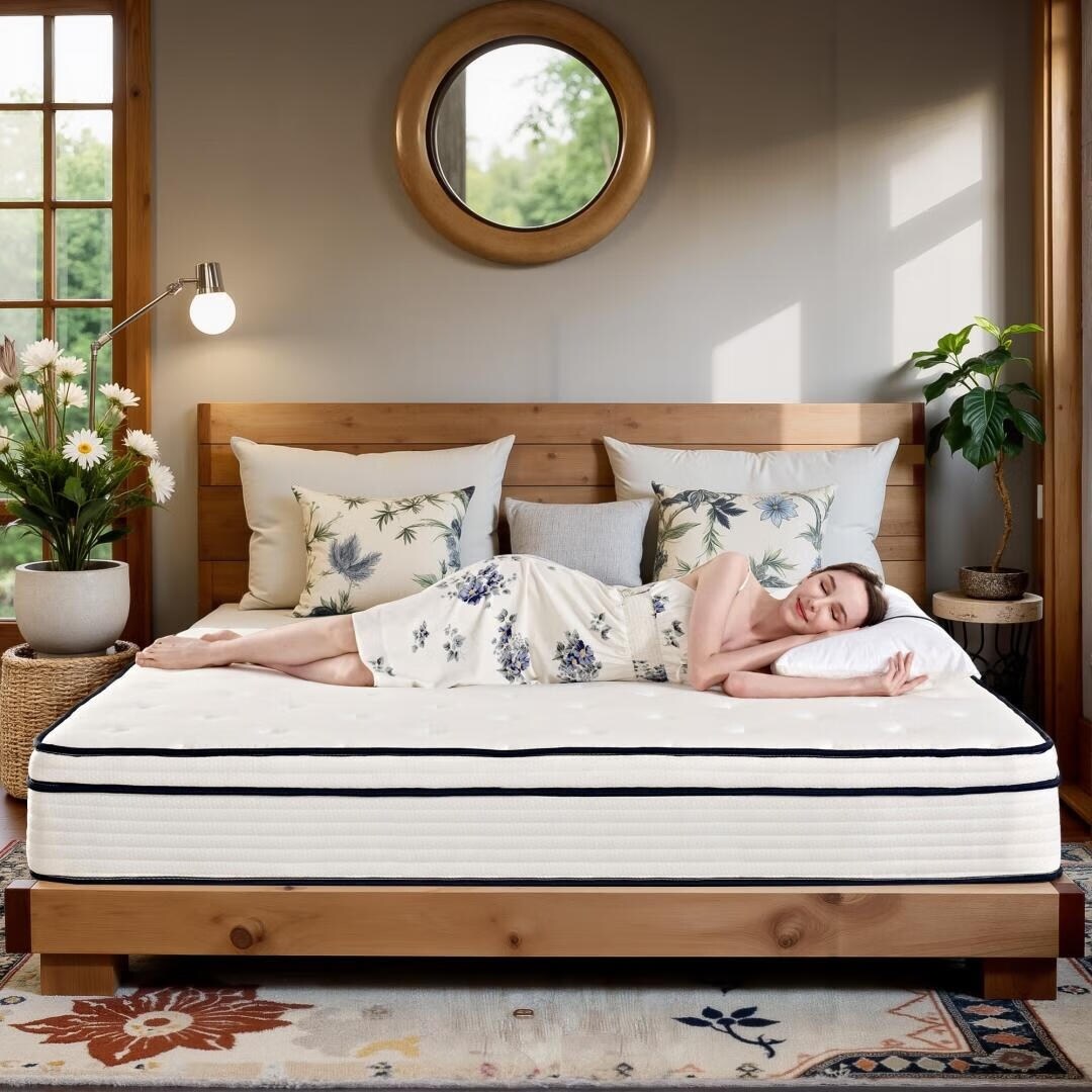 Matelas à ressorts ensachés indépendant en mousse à mémoire de forme de 12 pouces de taille moyenne, livré dans une boîte