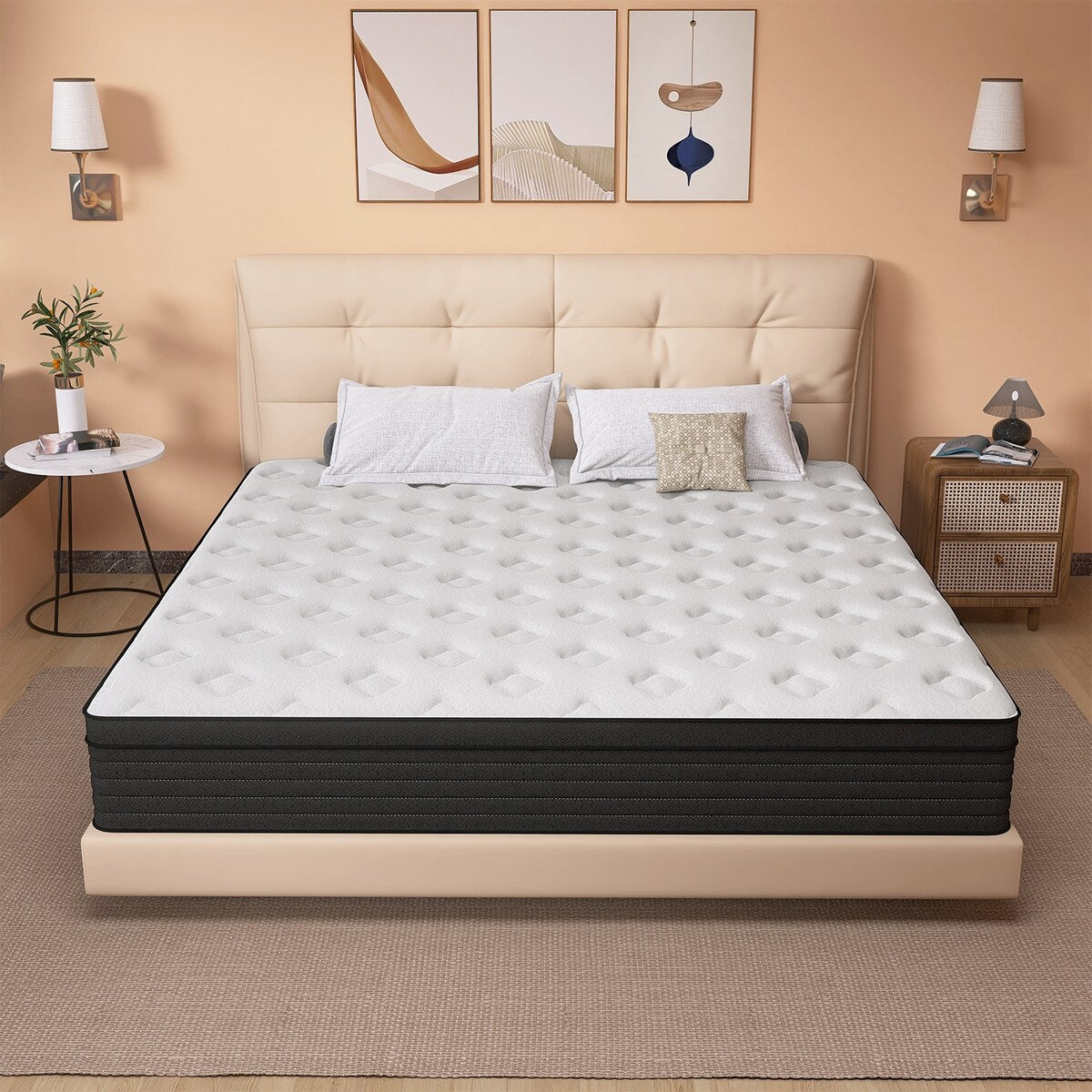 Matelas hybride double en mousse à mémoire de forme de 12 pouces, format moyen, livré dans une boîte