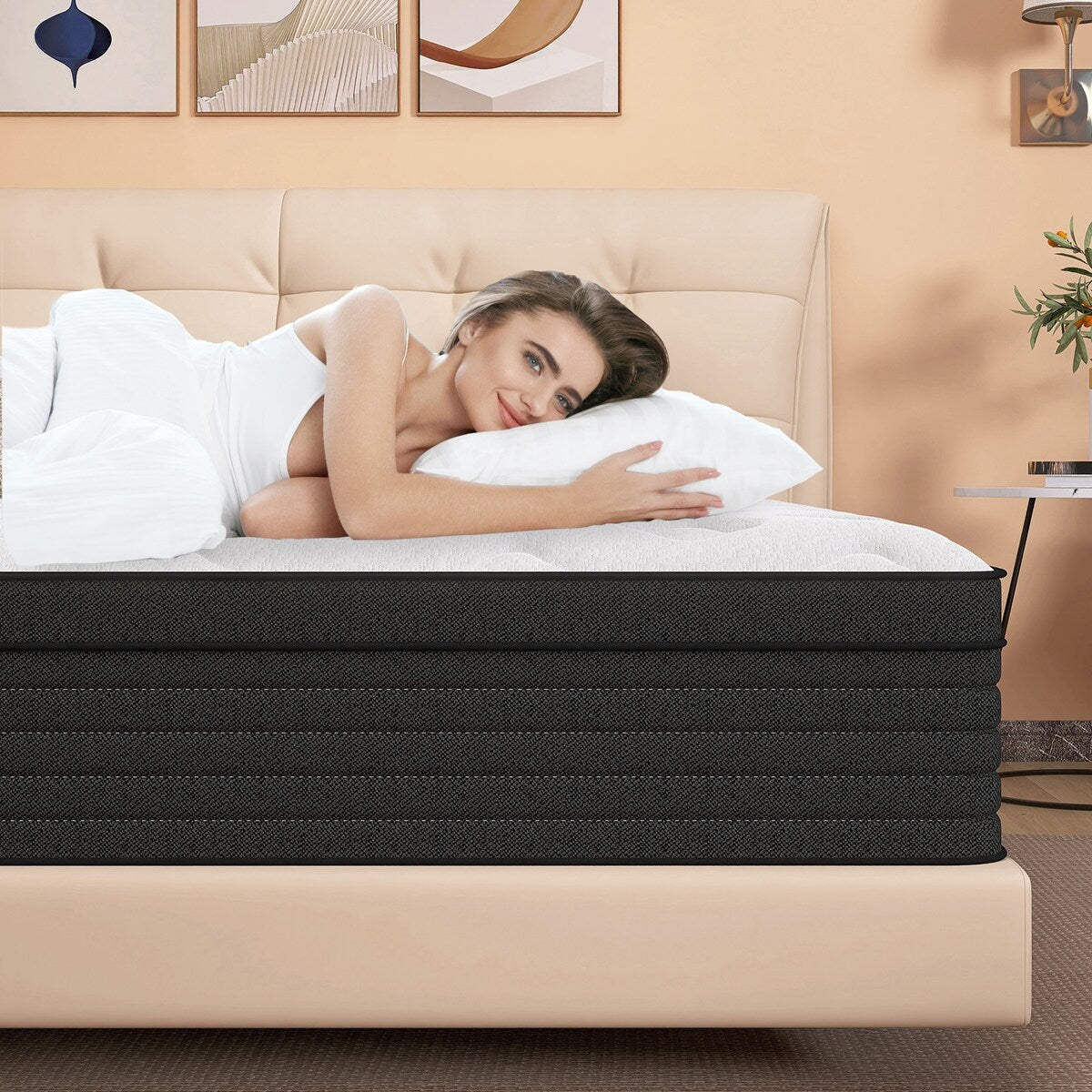 Matelas hybride double en mousse à mémoire de forme de 12 pouces, format moyen, livré dans une boîte