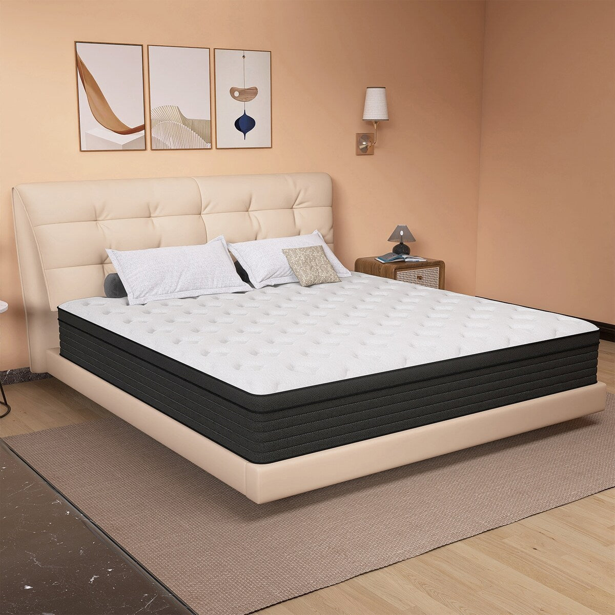 Matelas hybride double en mousse à mémoire de forme de 12 pouces, format moyen, livré dans une boîte