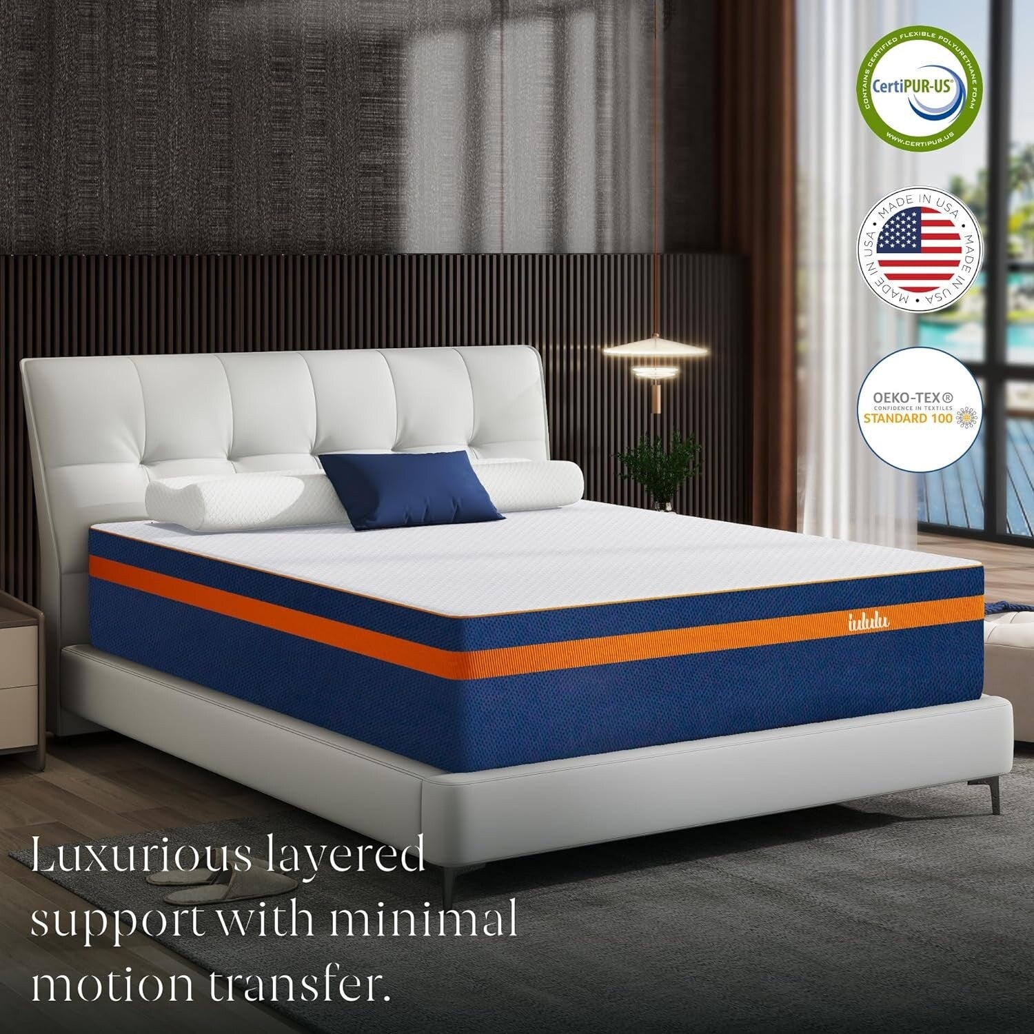 Matelas en mousse à mémoire de forme de 12 pouces, gel rafraîchissant au thé vert, lit dans une boîte, certifié CertiPUR-US