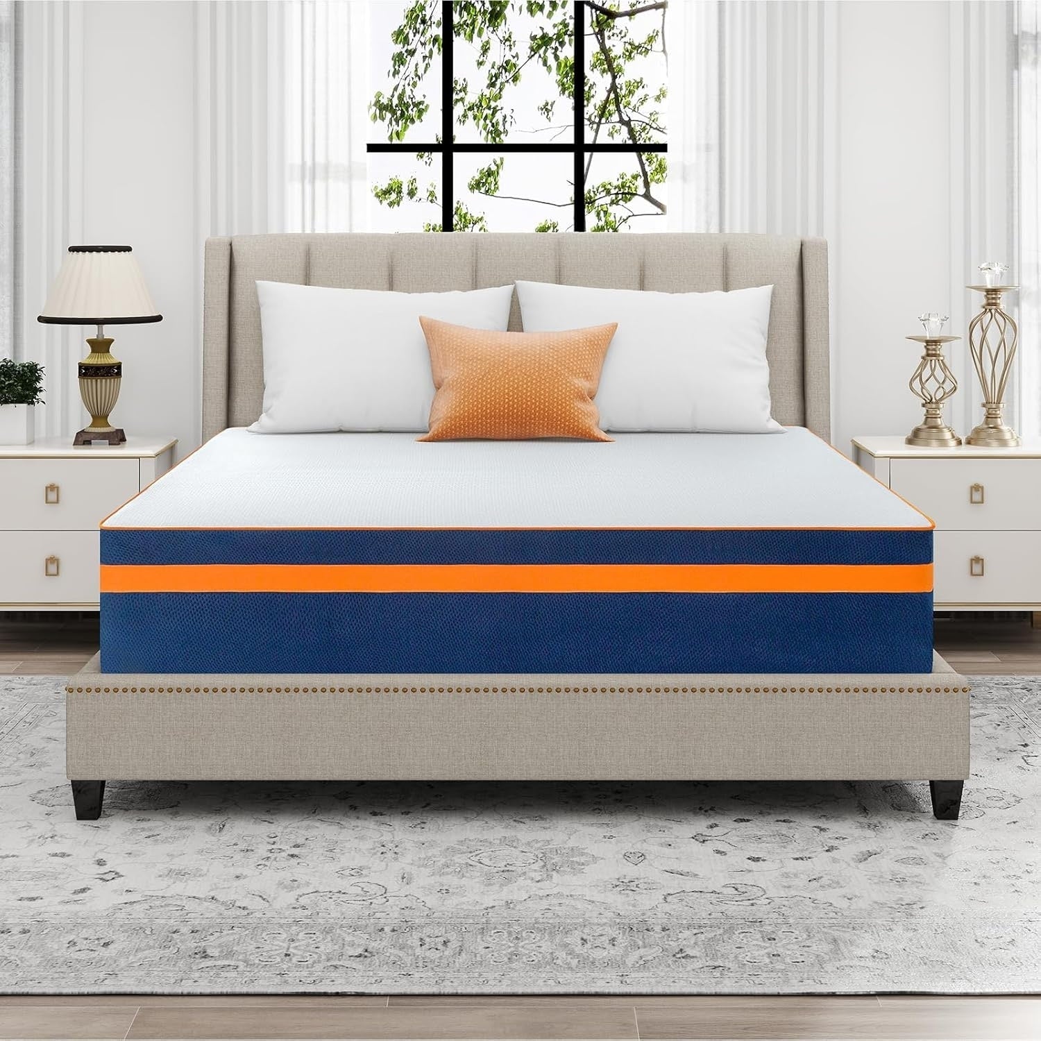 Matelas en mousse à mémoire de forme de 12 pouces, gel rafraîchissant au thé vert, lit dans une boîte, certifié CertiPUR-US