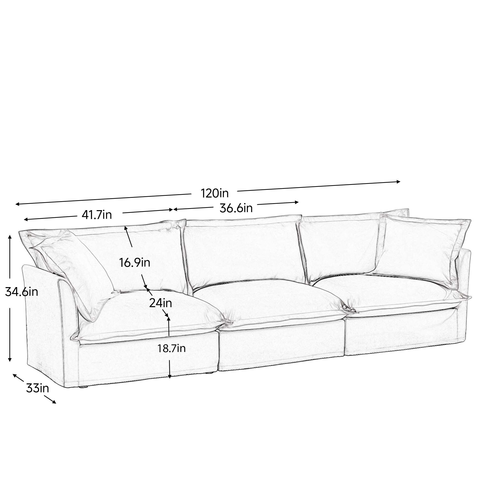 Canapé 4 places en chenille 120 avec plusieurs grands coussins moelleux pour le salon et la chambre