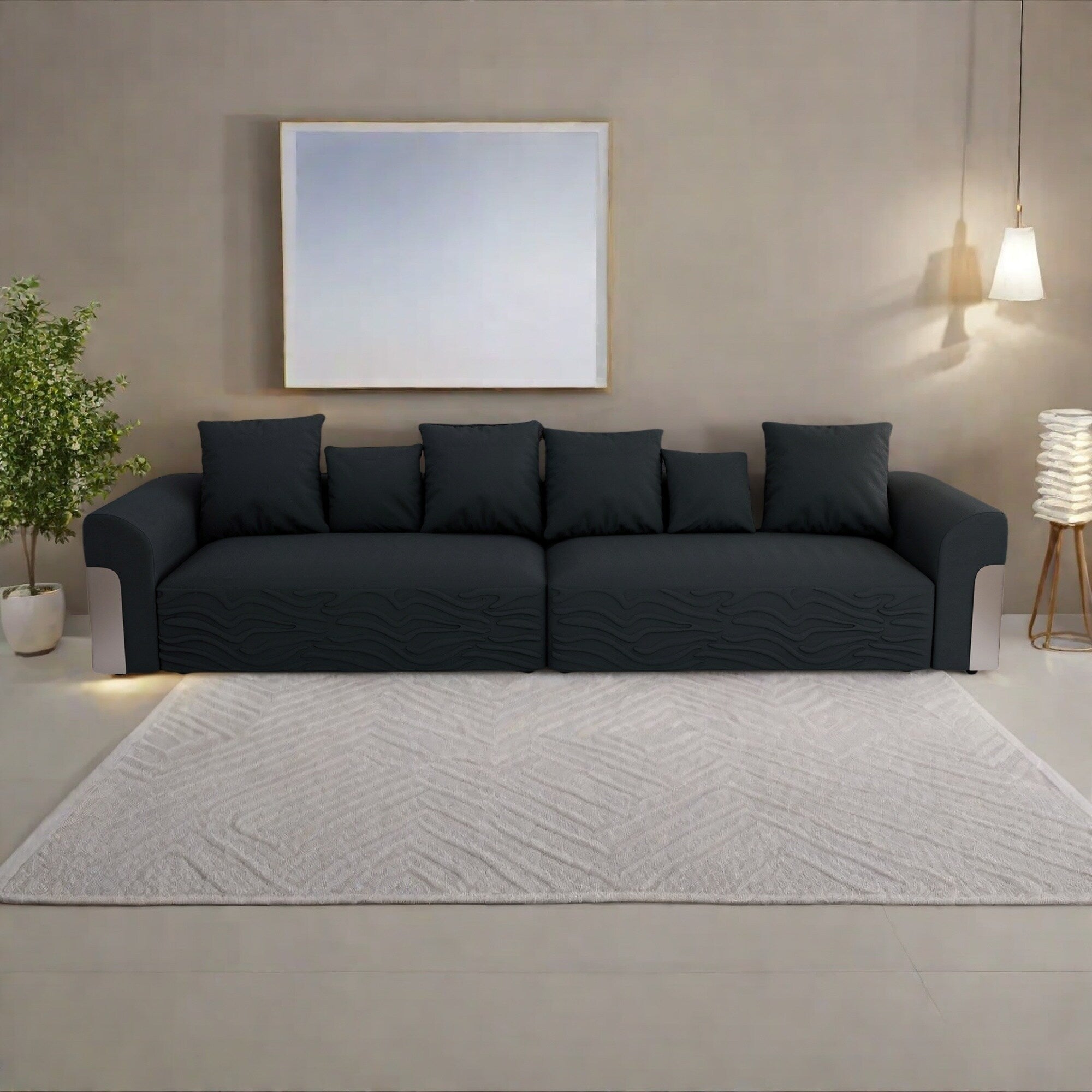 Canapé 4 places en tissu 127,4 avec assise profonde et confortable en forme de nuage avec oreillers