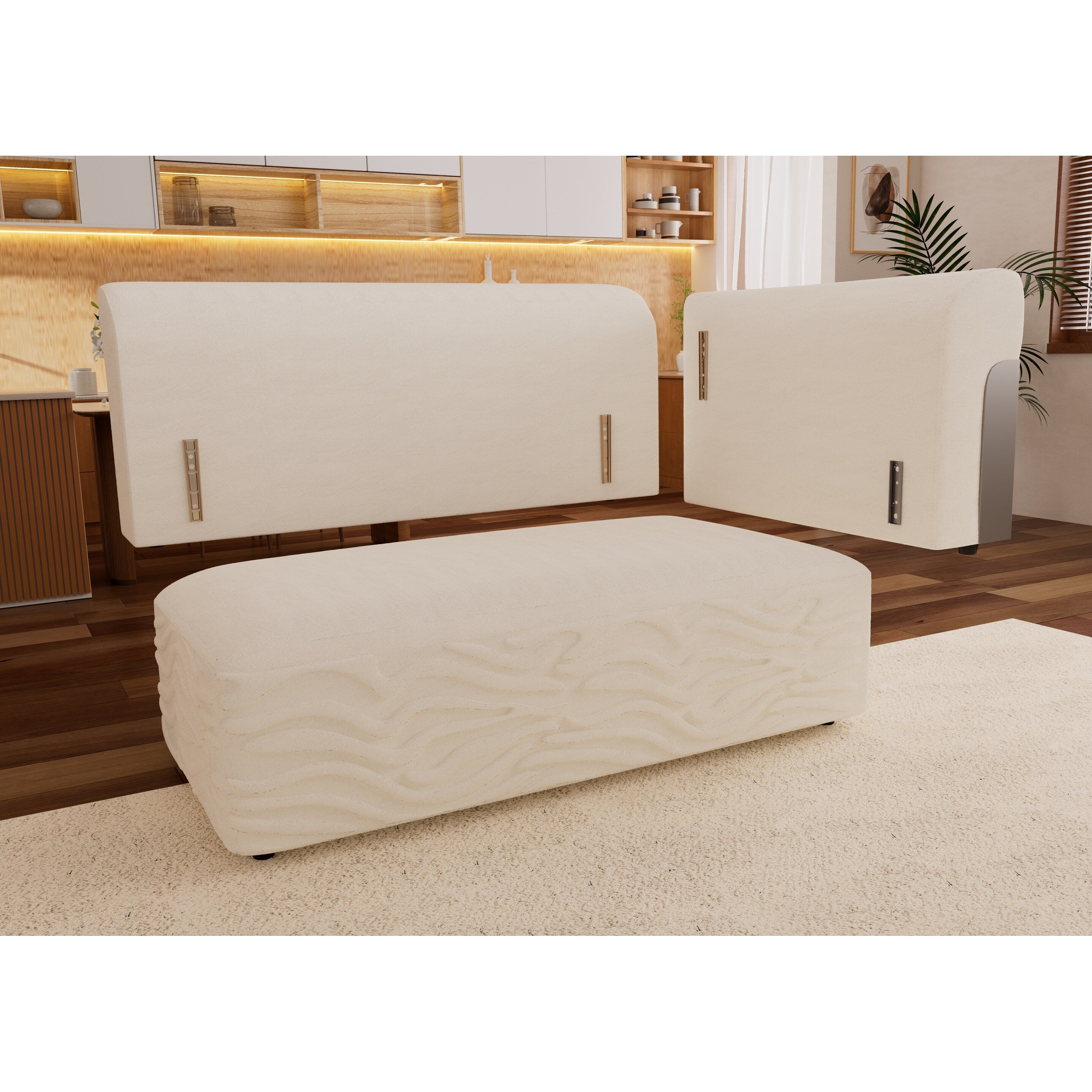 Canapé 4 places en tissu 127,4 avec assise profonde et confortable en forme de nuage avec oreillers