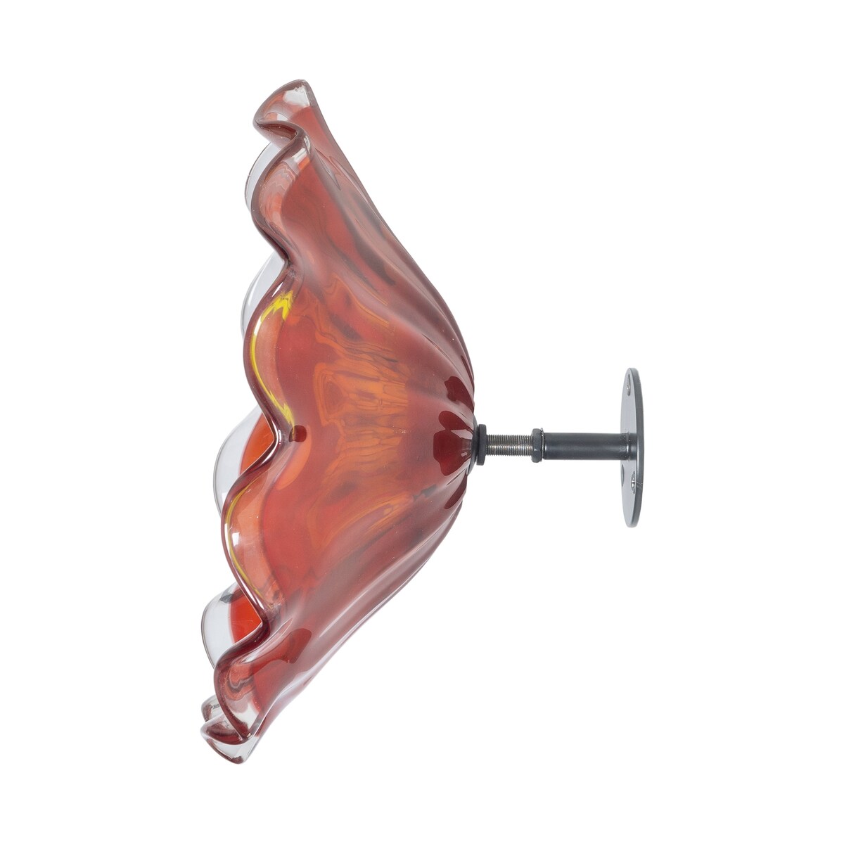 Décoration murale en verre rouge Fiore Bloom de 12 pouces de diamètre