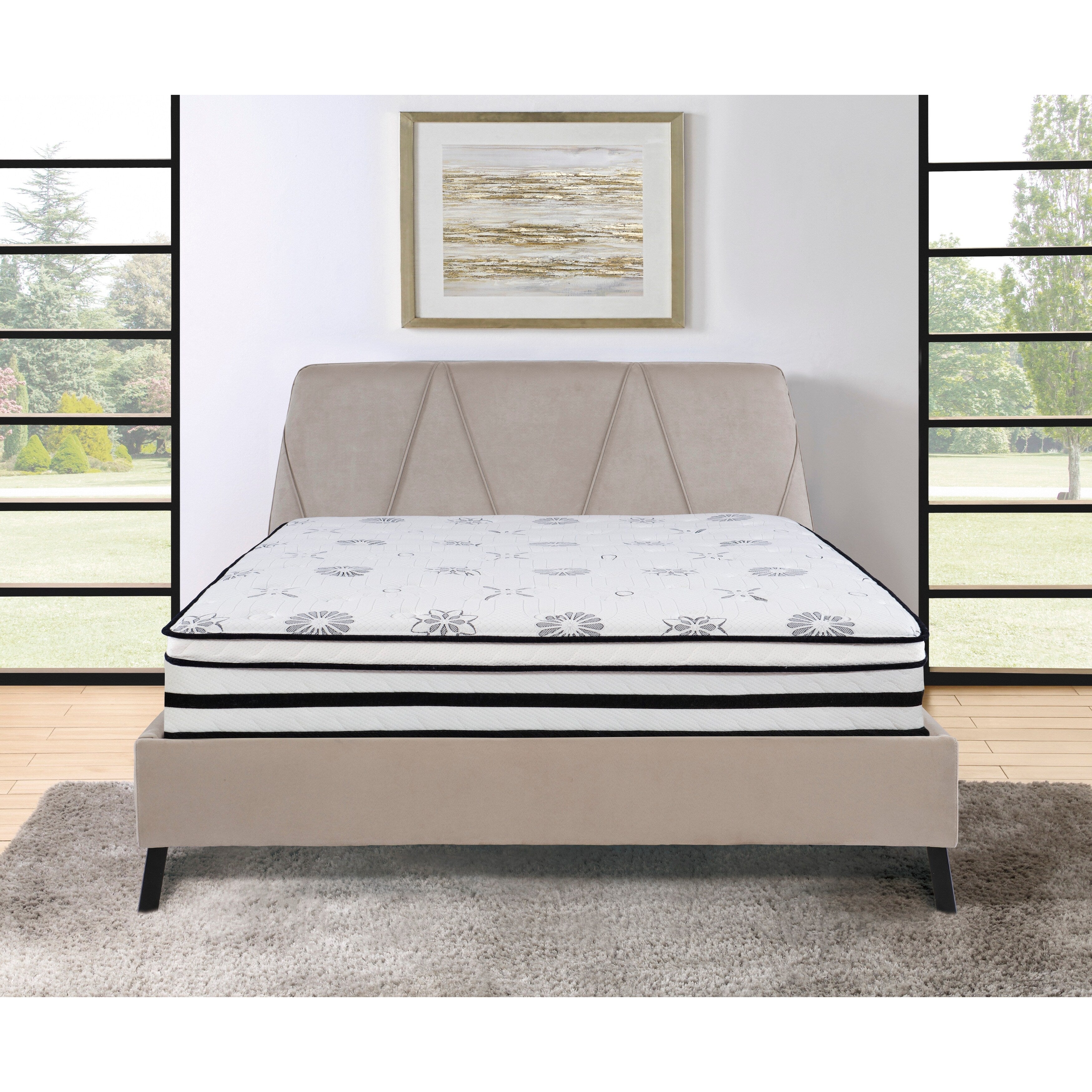Matelas hybride matelassé hautement respirant de 12 pouces dans une boîte
