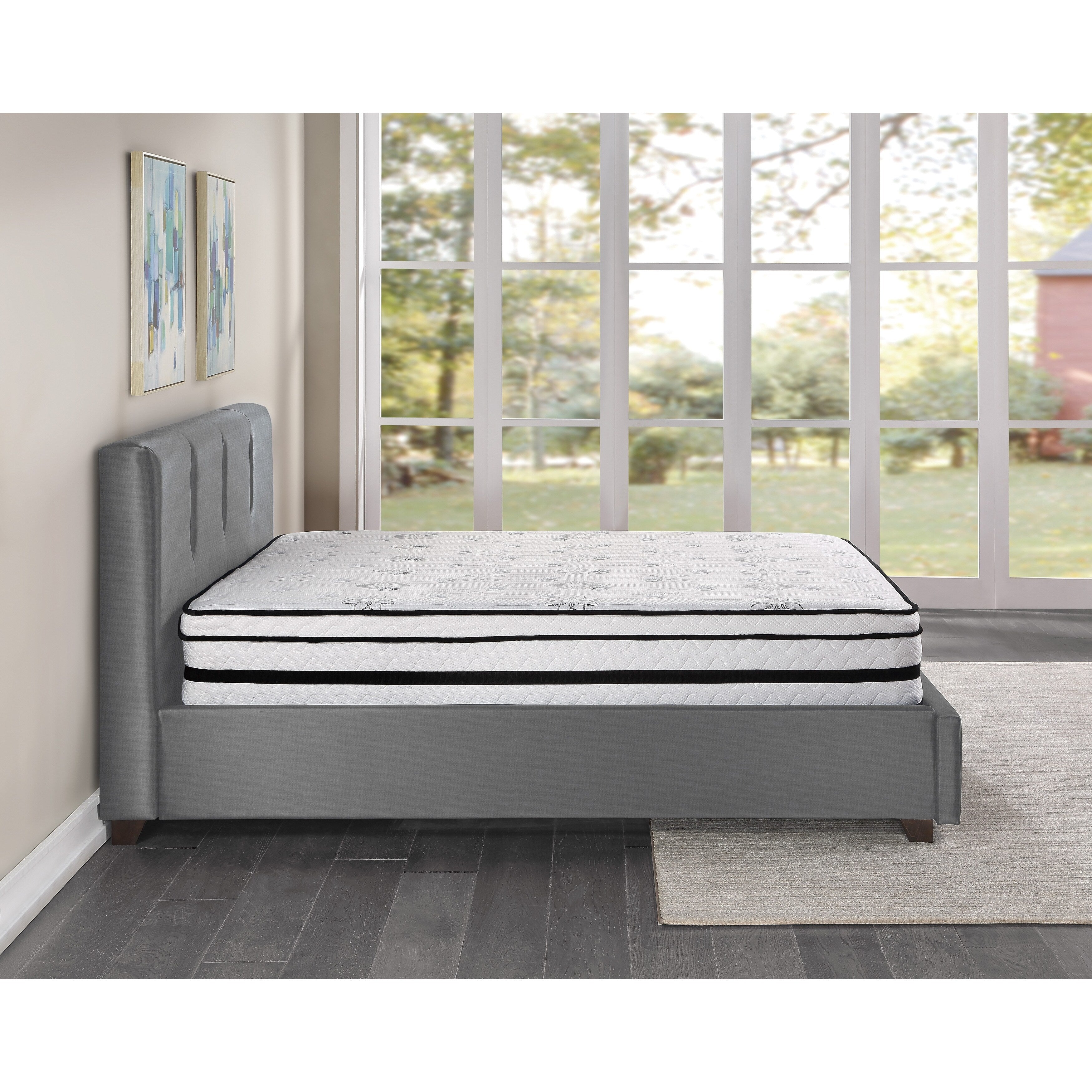 Matelas hybride matelassé hautement respirant de 12 pouces dans une boîte