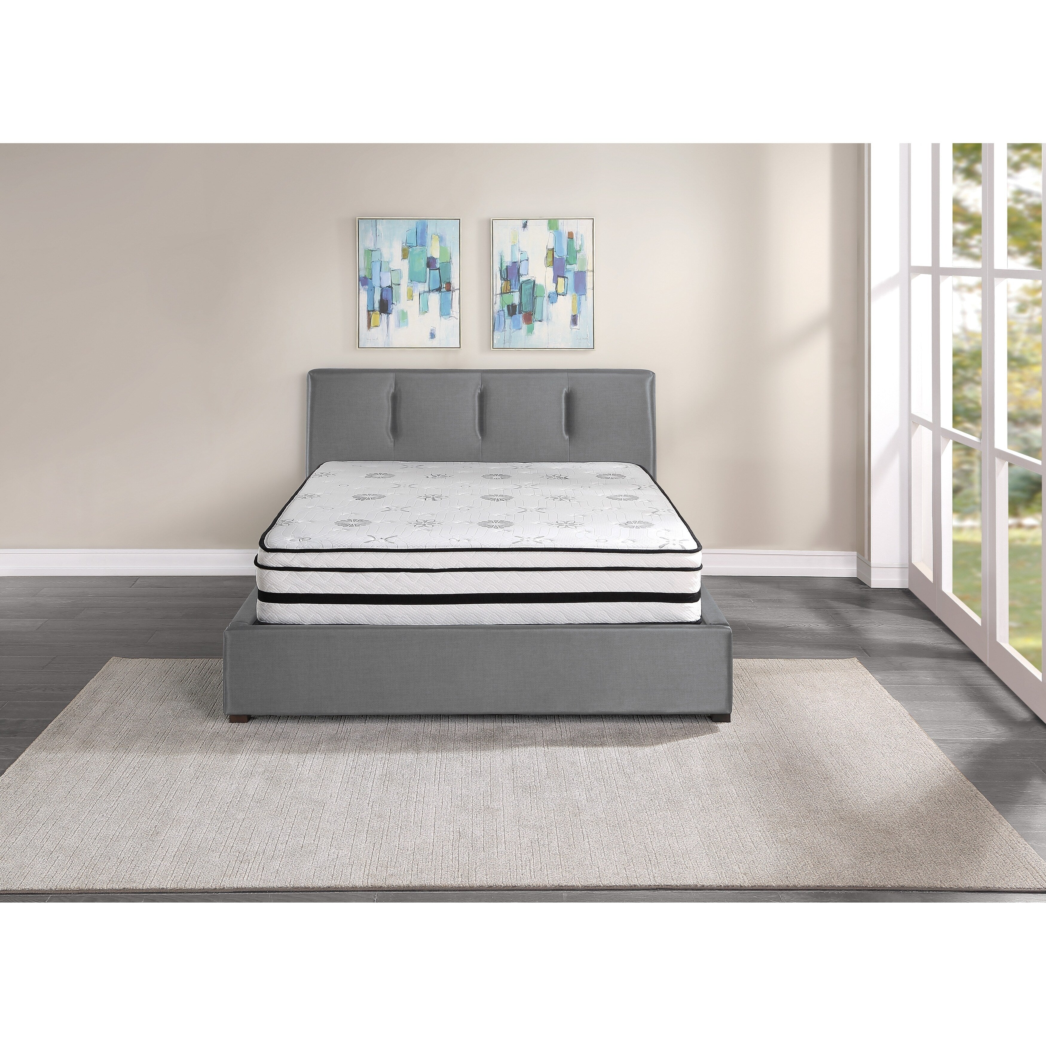 Matelas hybride matelassé hautement respirant de 12 pouces dans une boîte